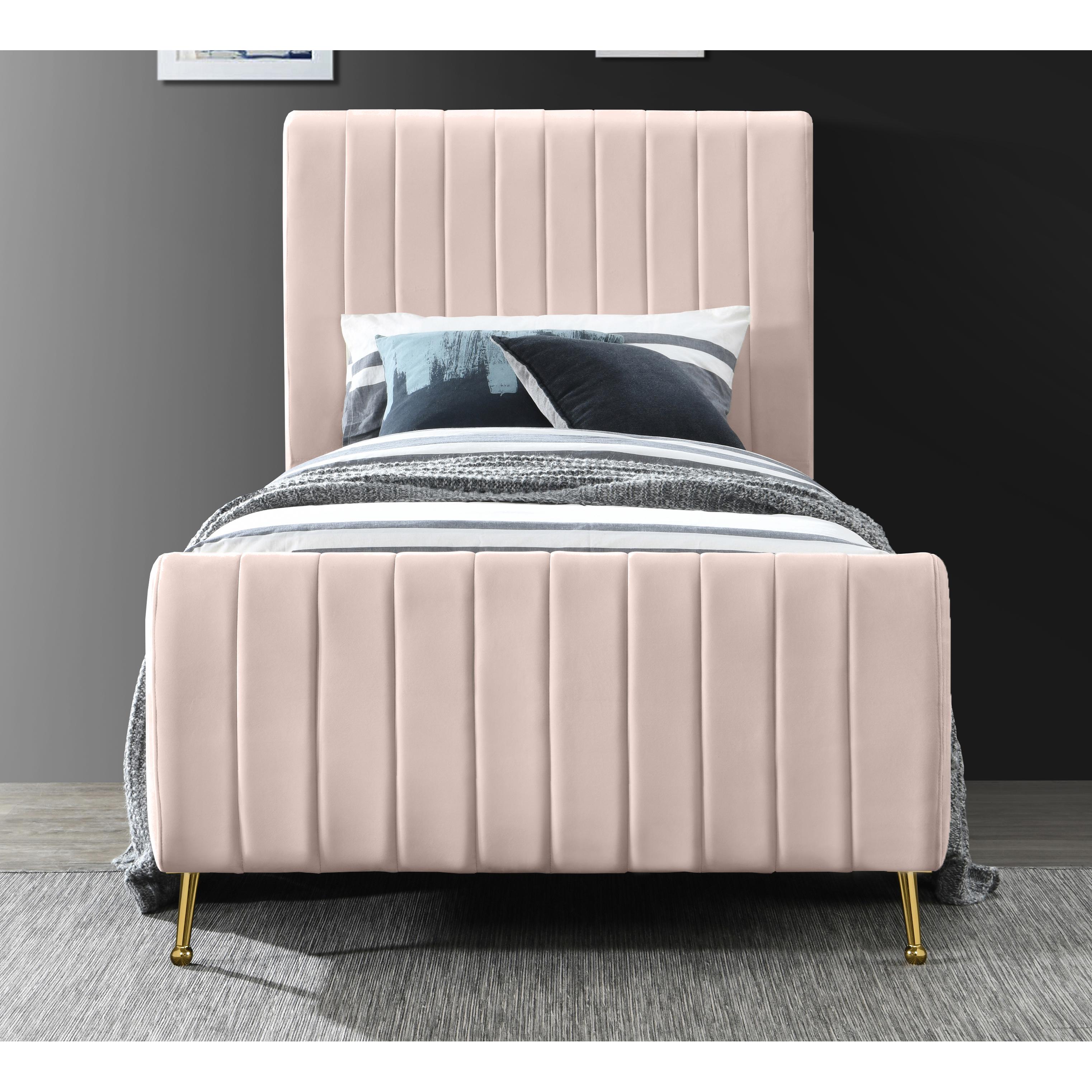 Meridian Zara Pink Velvet Twin Bed (3 Boxes)