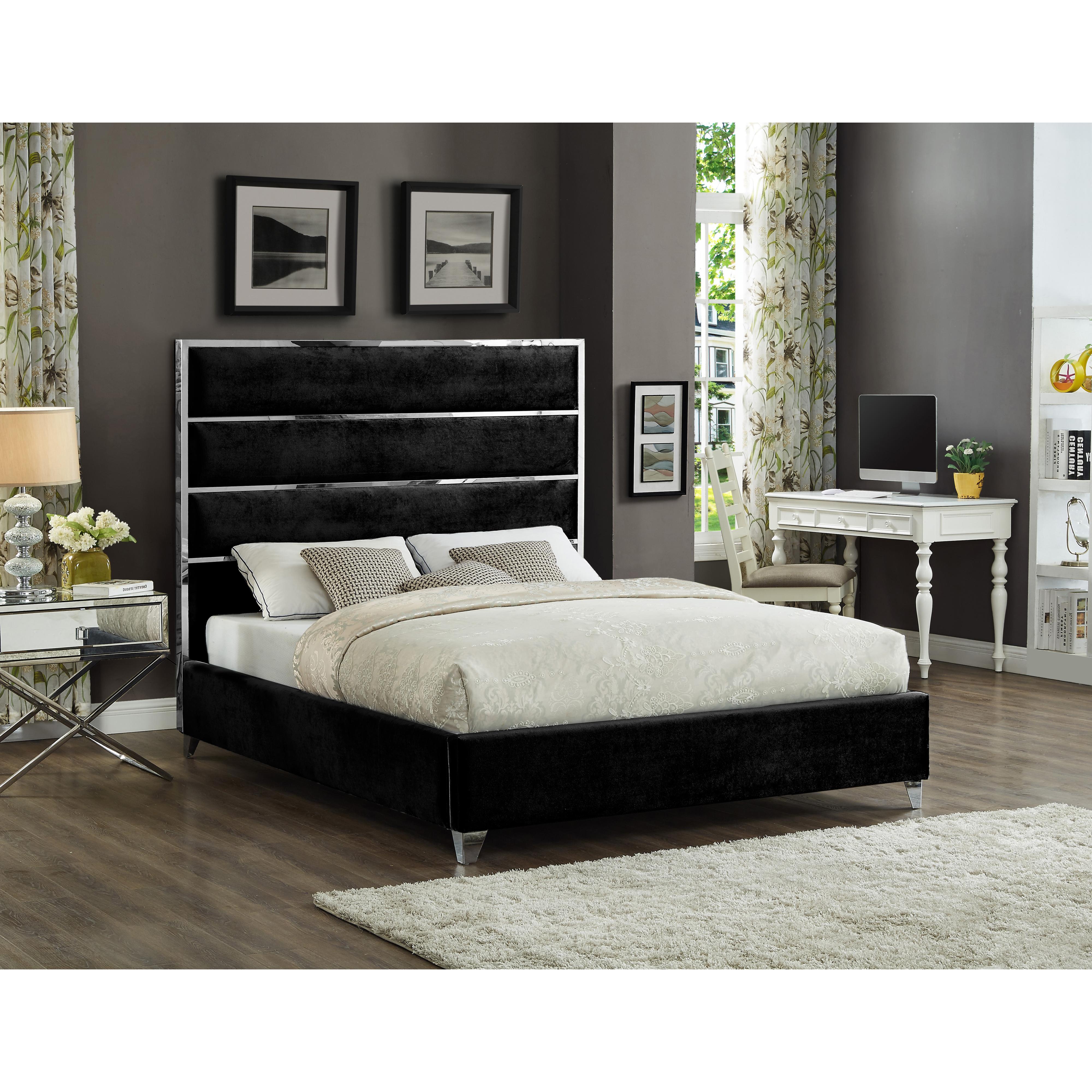 Meridian Zuma Black Velvet King Bed