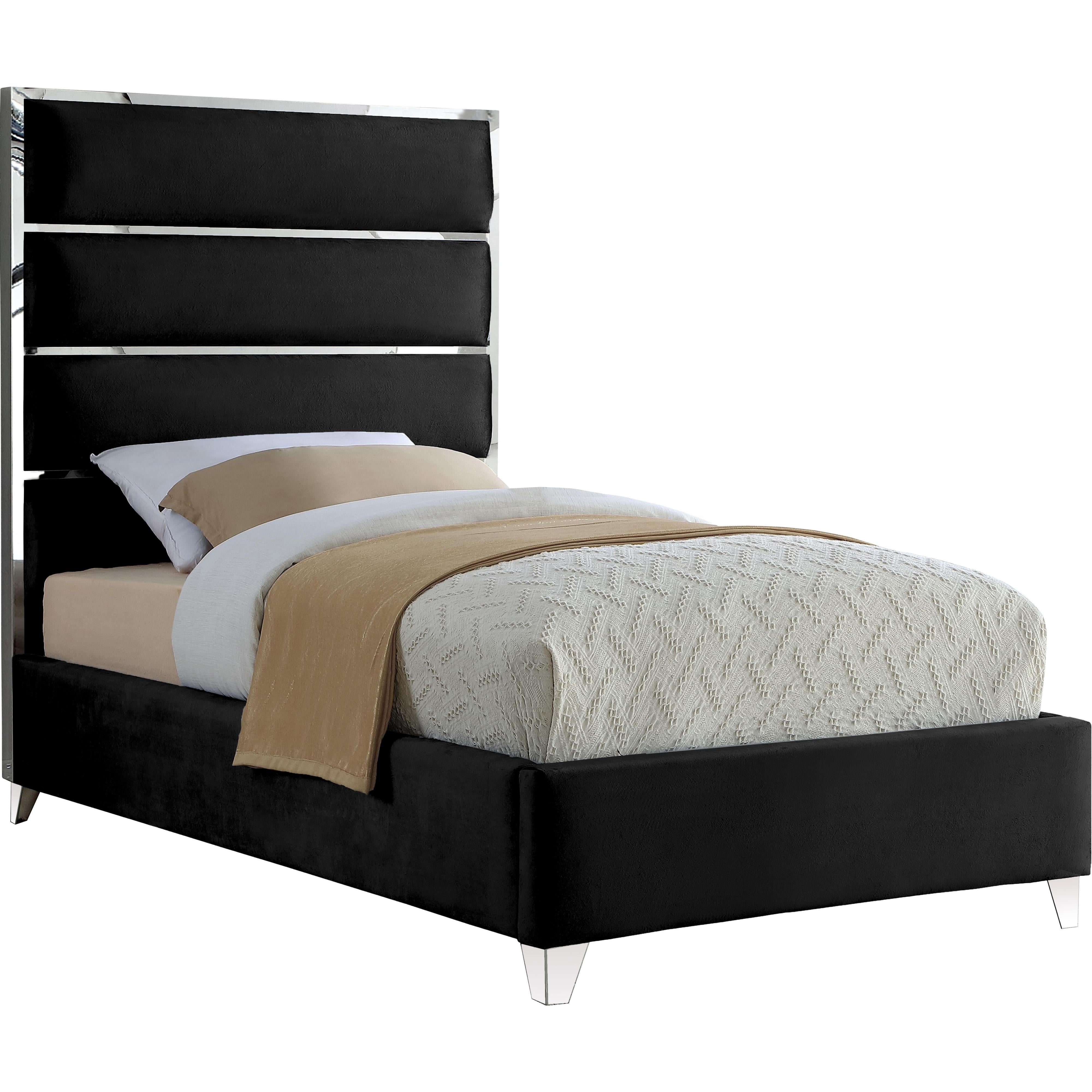 Meridian Zuma Black Velvet Twin Bed