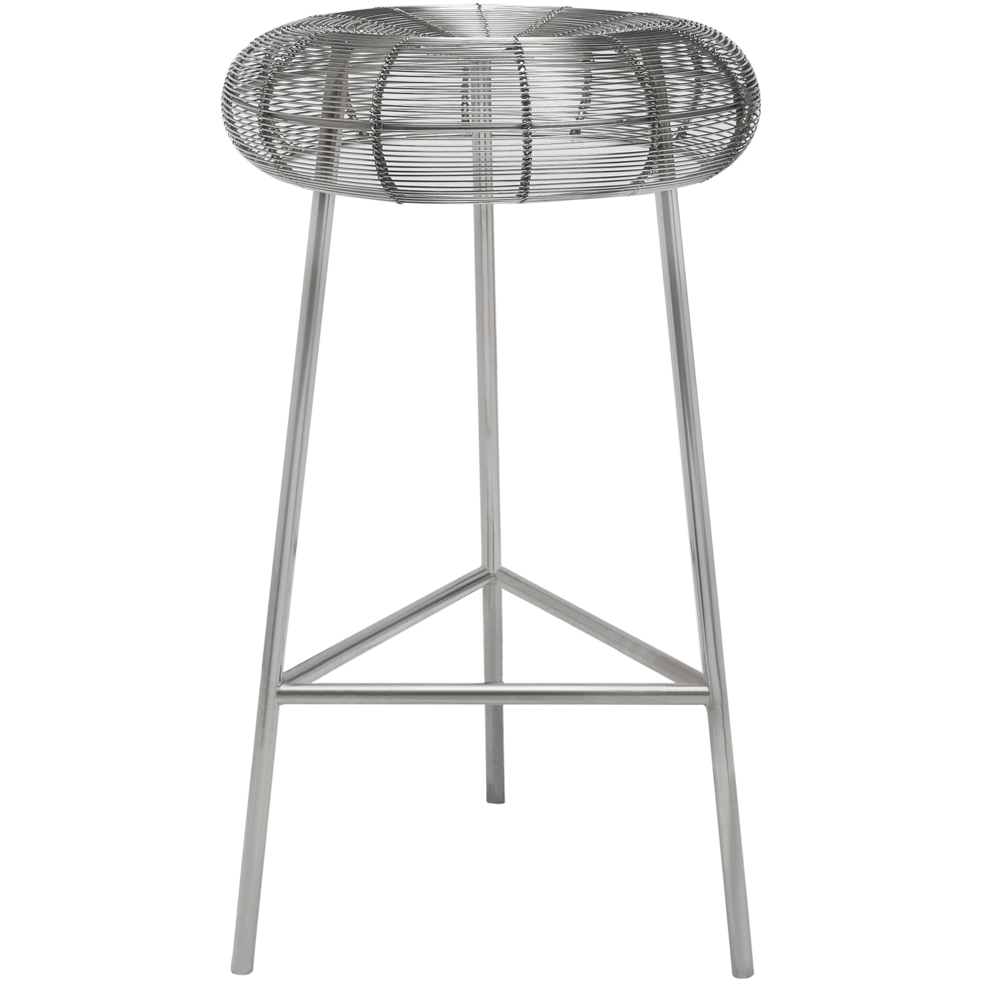 Meridian Tuscany Silver Metal Counter Stool