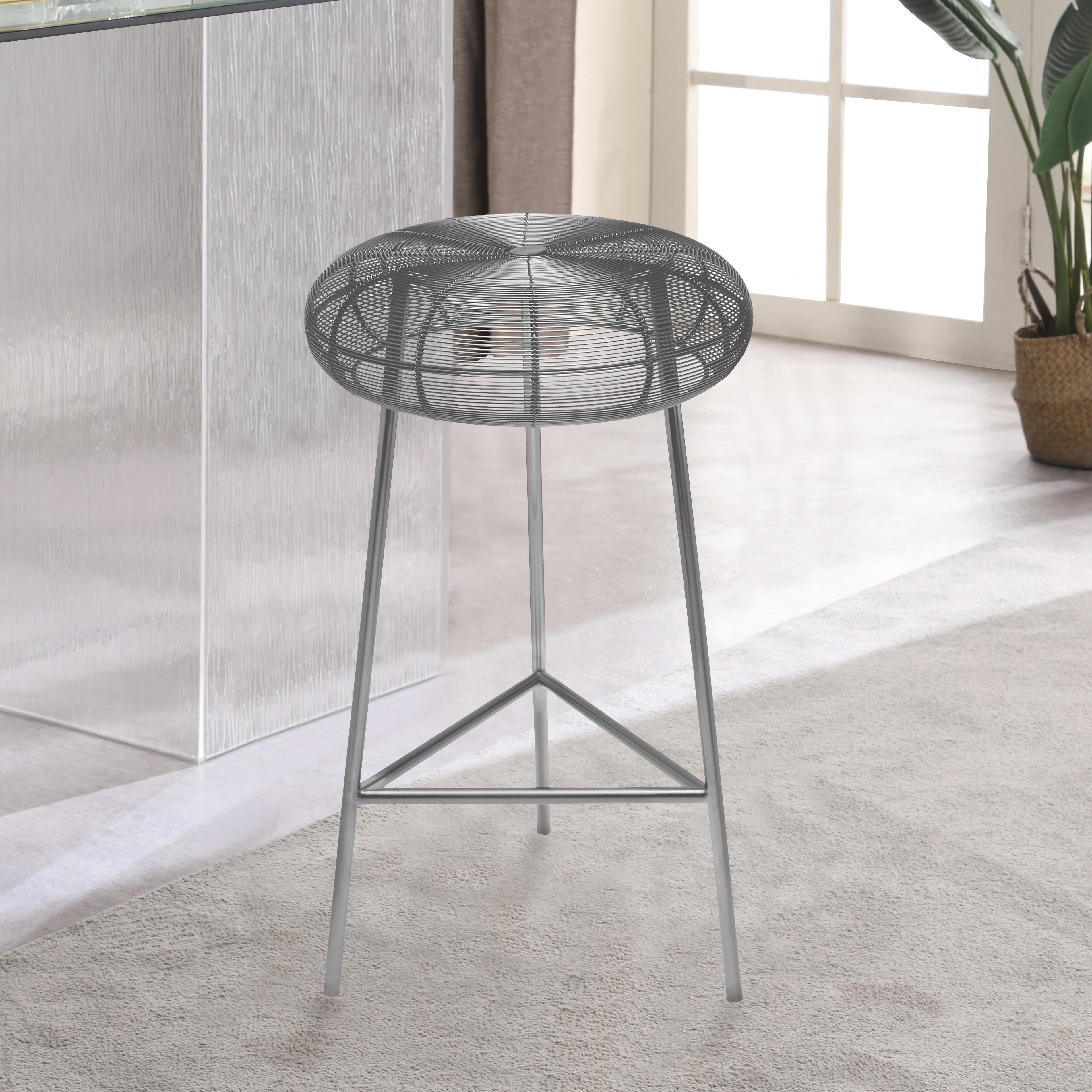 Meridian Tuscany Silver Metal Counter Stool