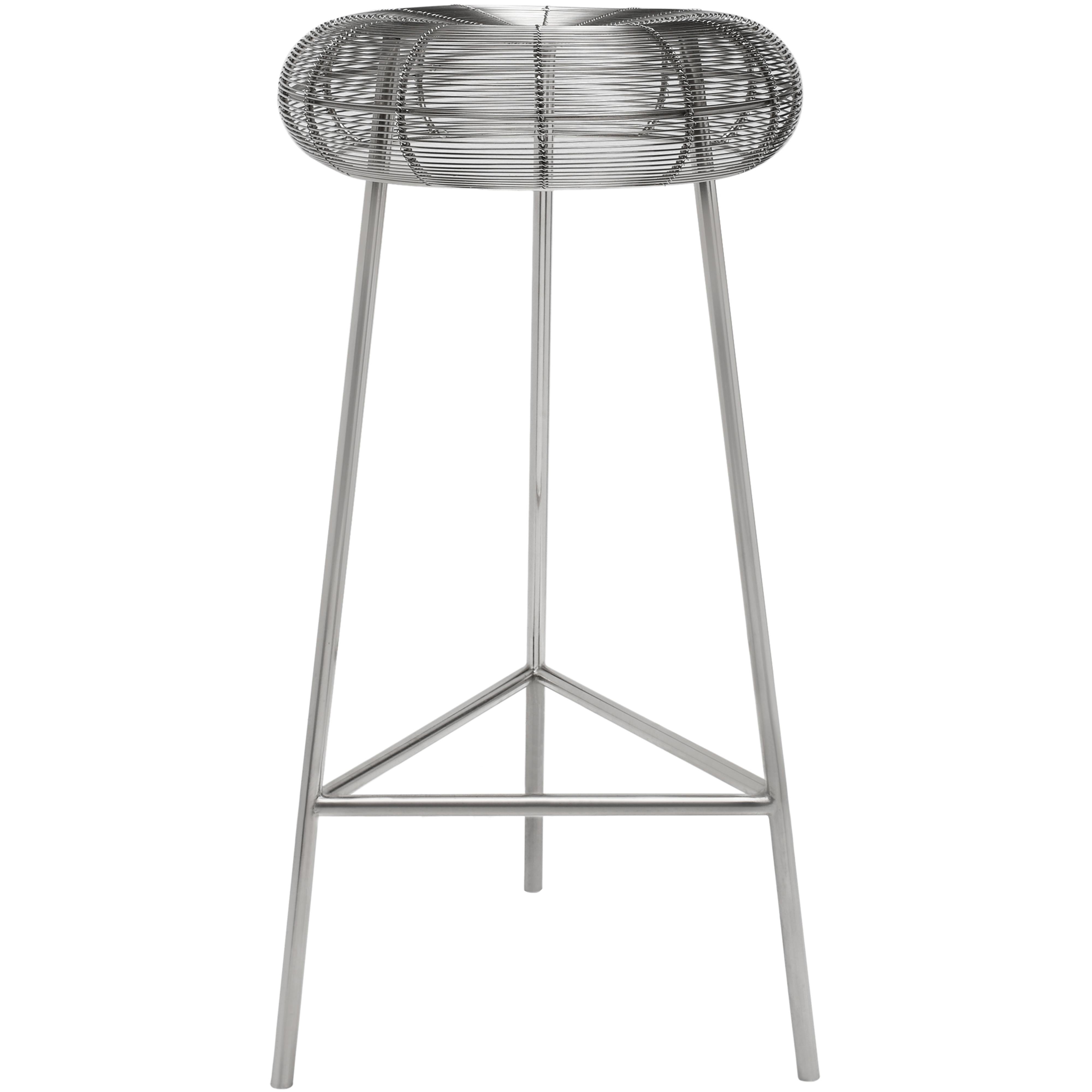 Meridian Tuscany Silver Metal Bar Stool