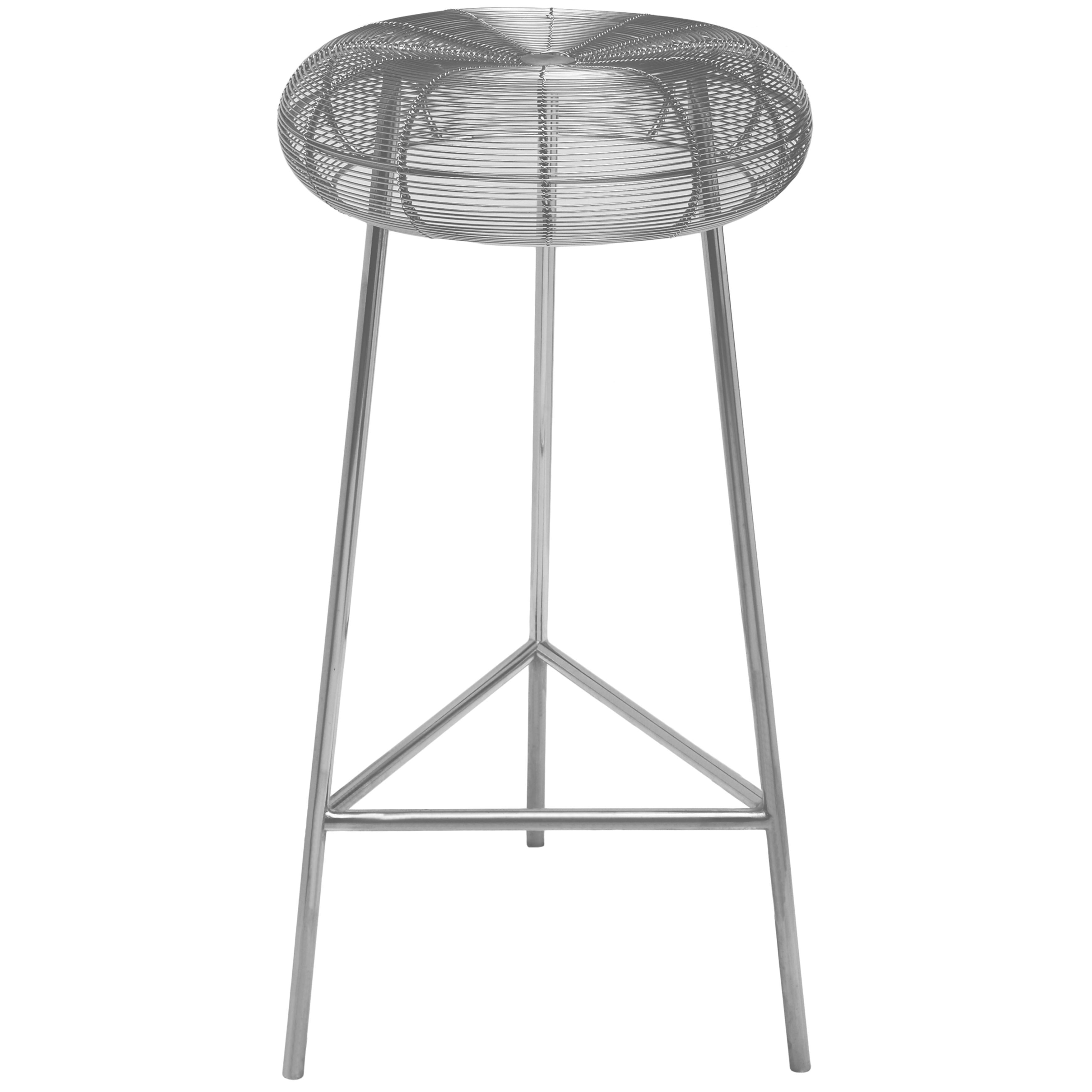 Meridian Tuscany Silver Metal Bar Stool