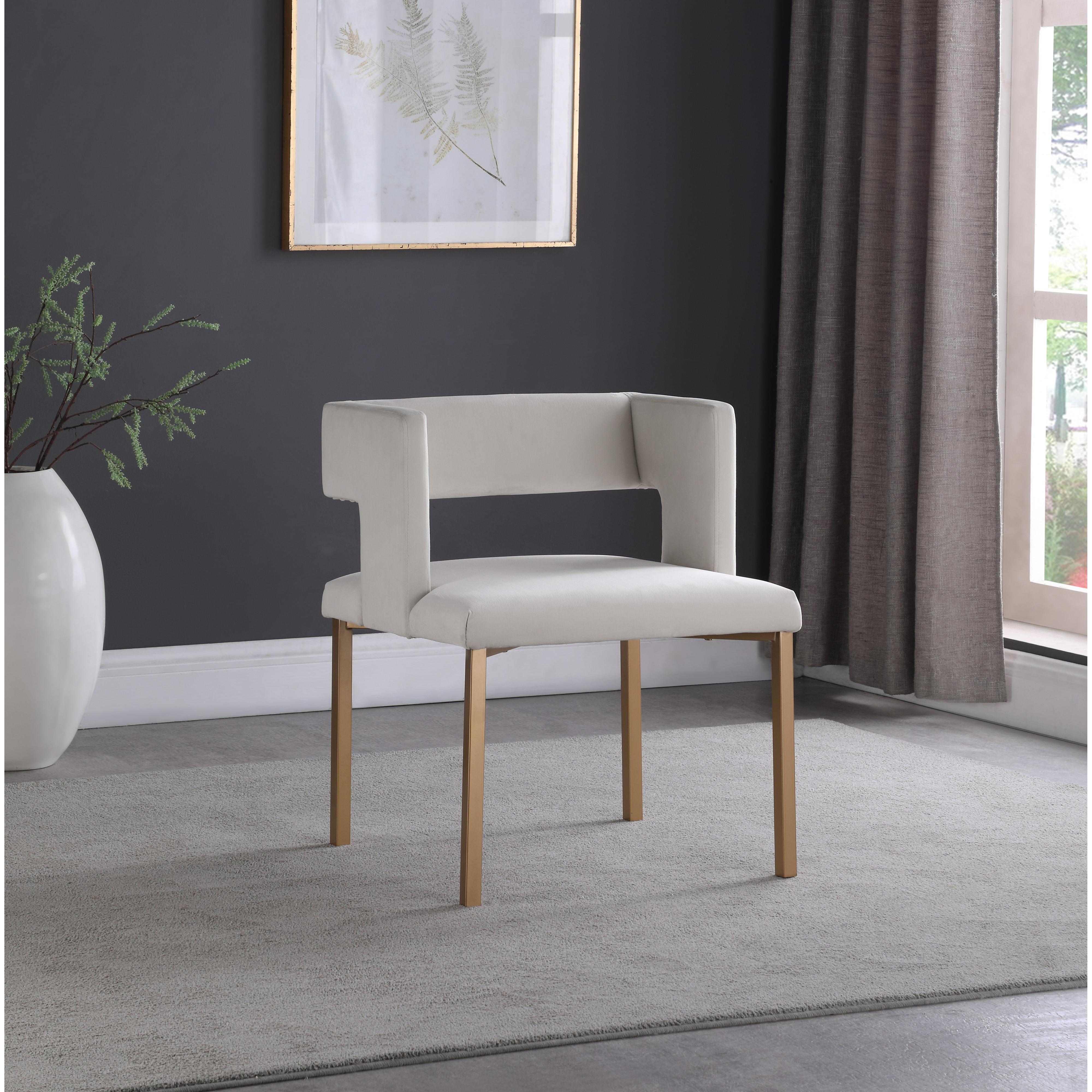 Meridian Caleb Cream Velvet Dining Chair