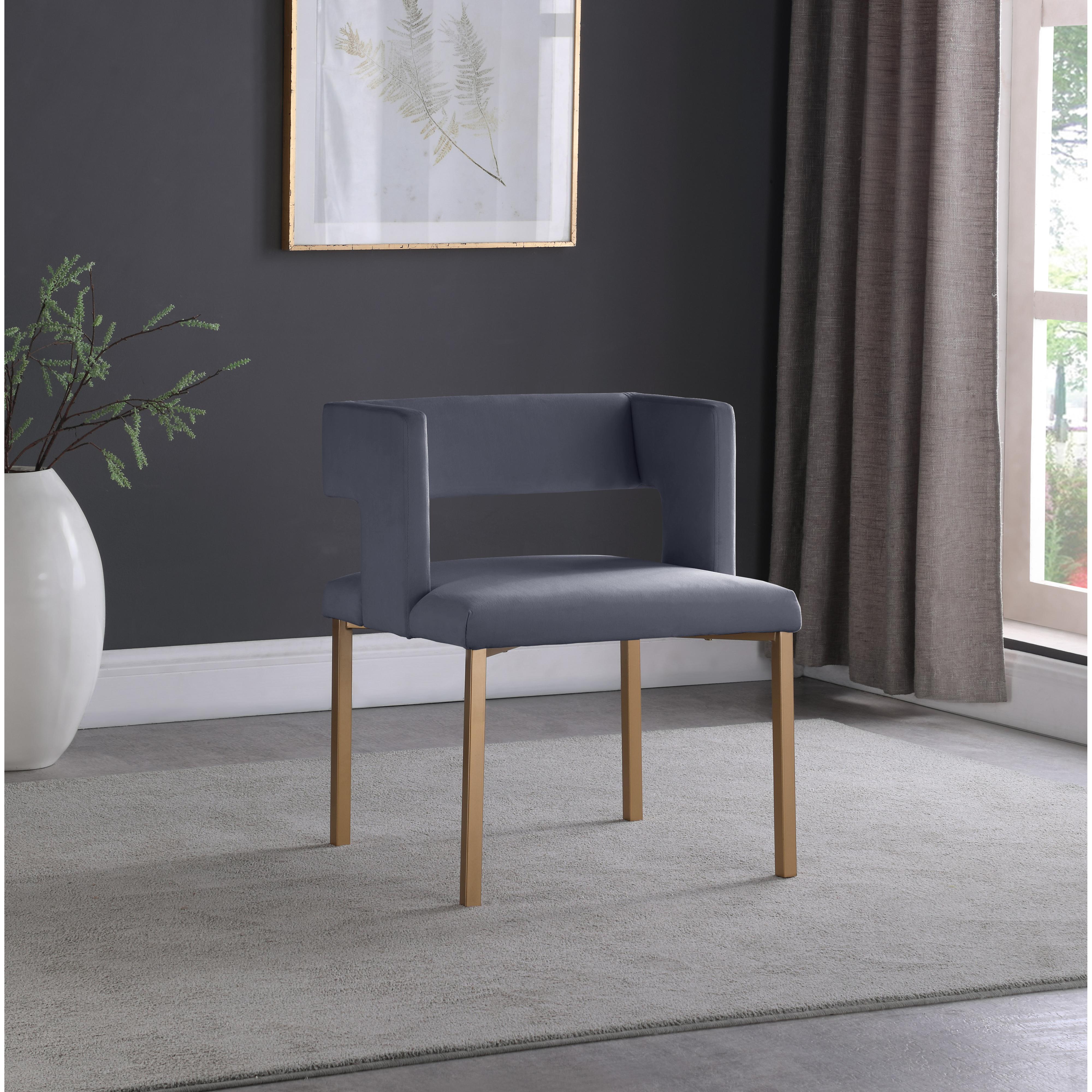 Meridian Caleb Grey Velvet Dining Chair