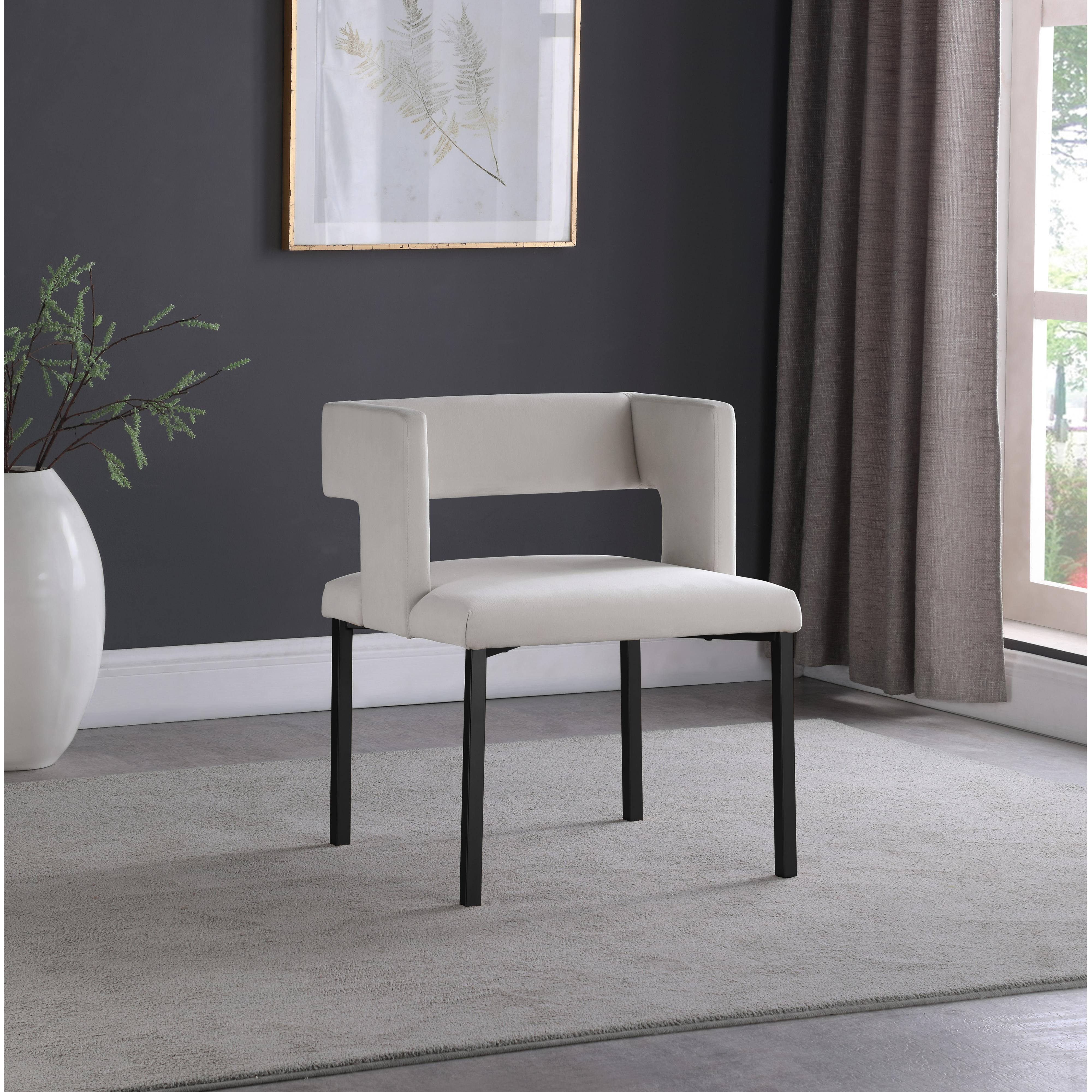 Meridian Caleb Cream Velvet Dining Chair