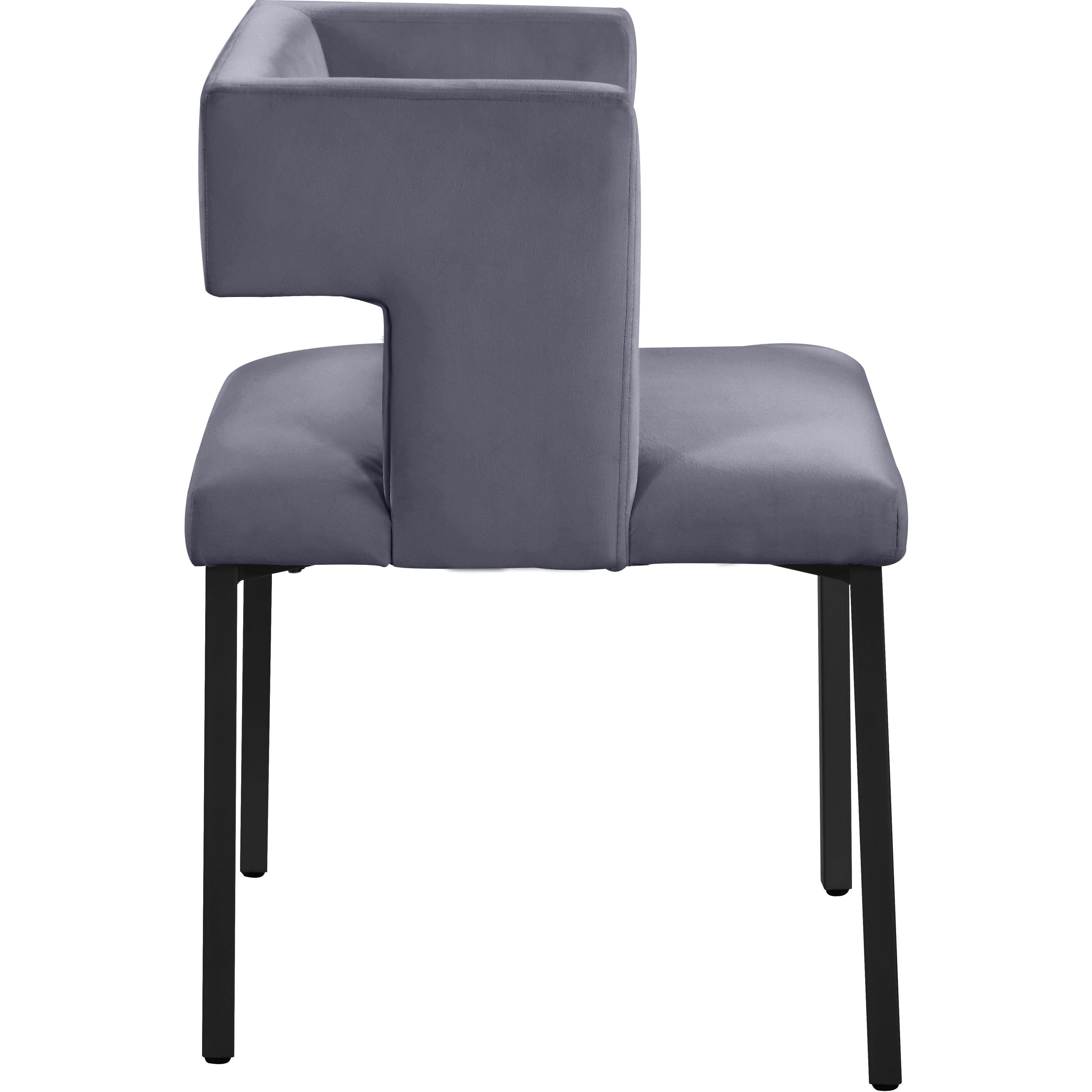 Meridian Caleb Grey Velvet Dining Chair