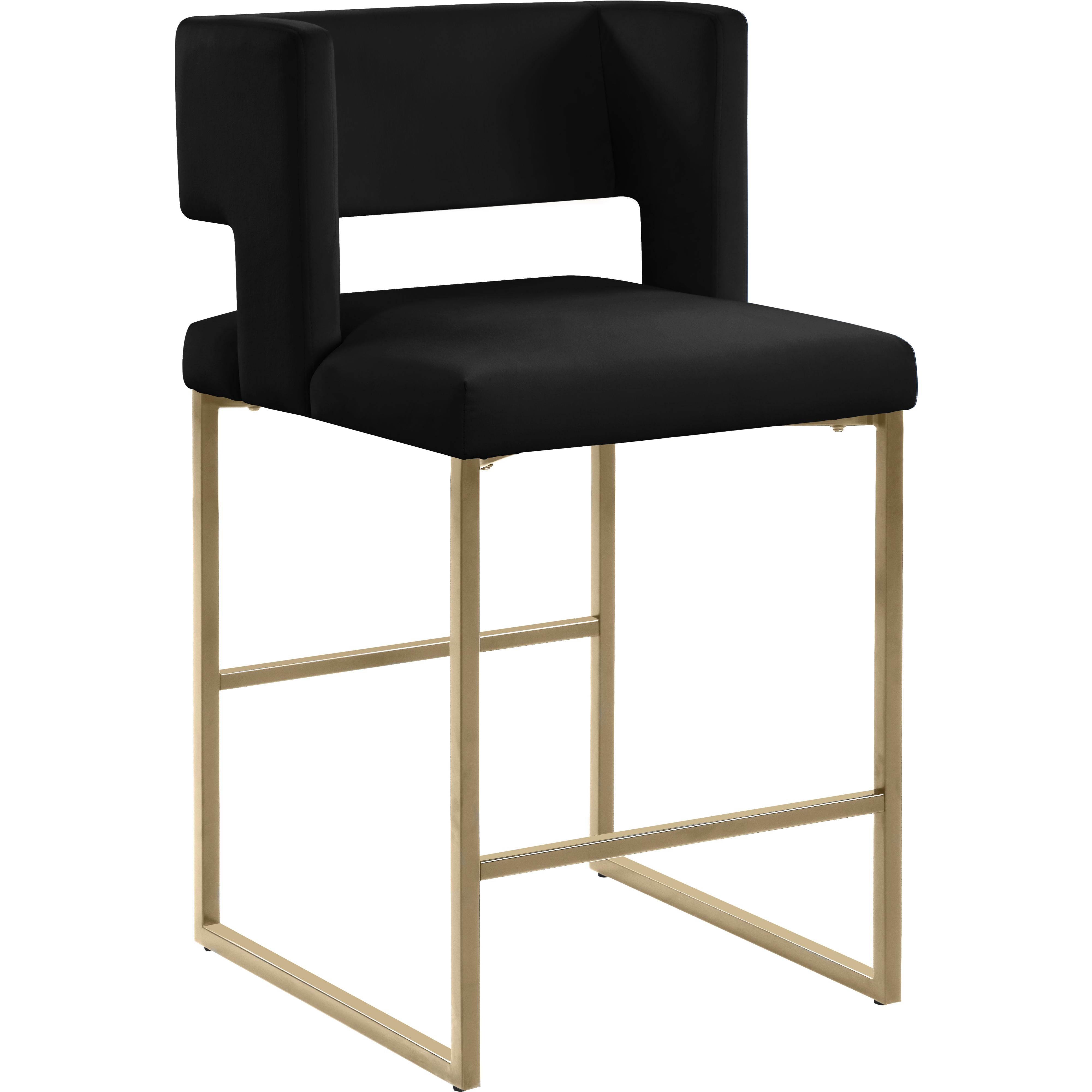 Meridian Caleb Black Velvet Counter Stool