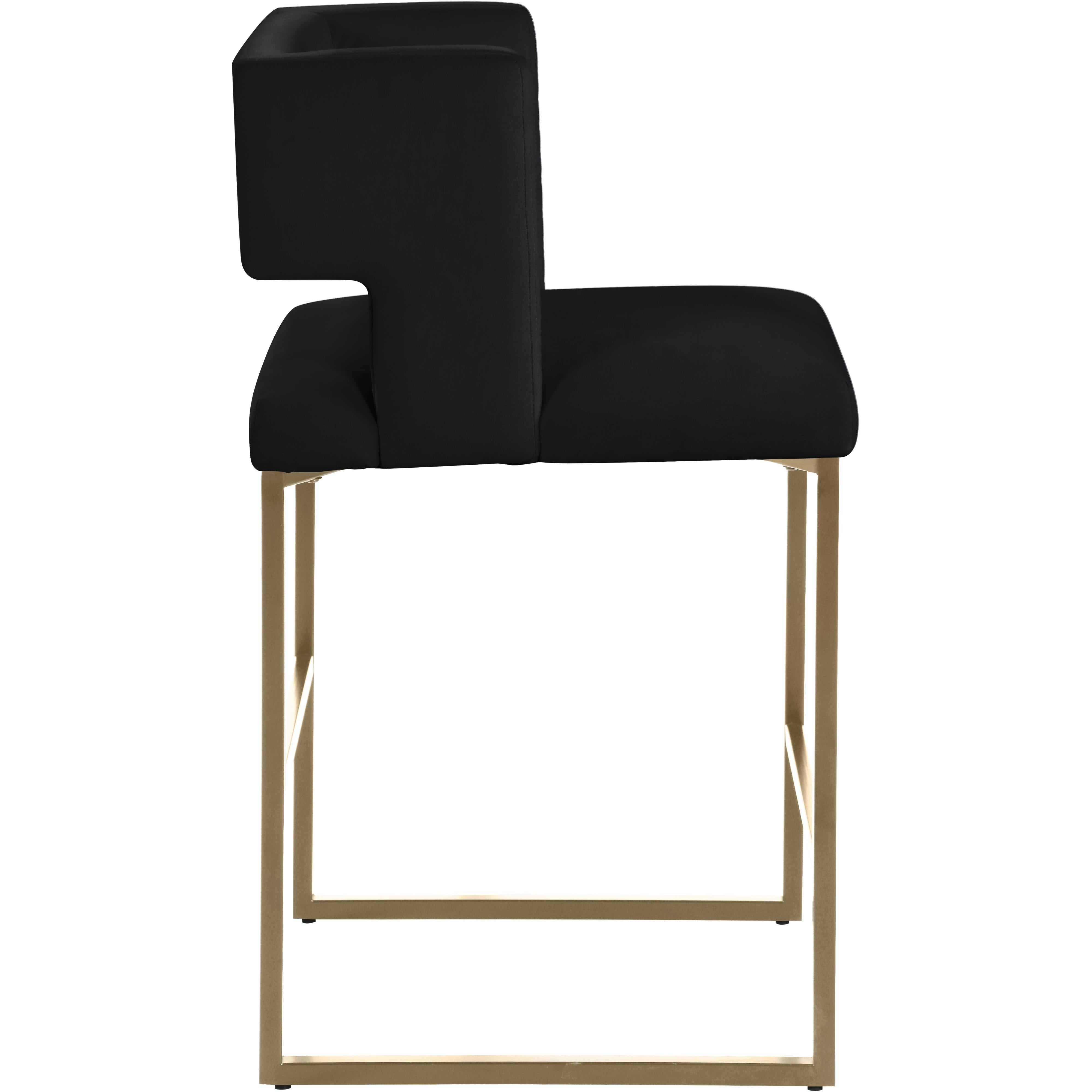 Meridian Caleb Black Velvet Counter Stool