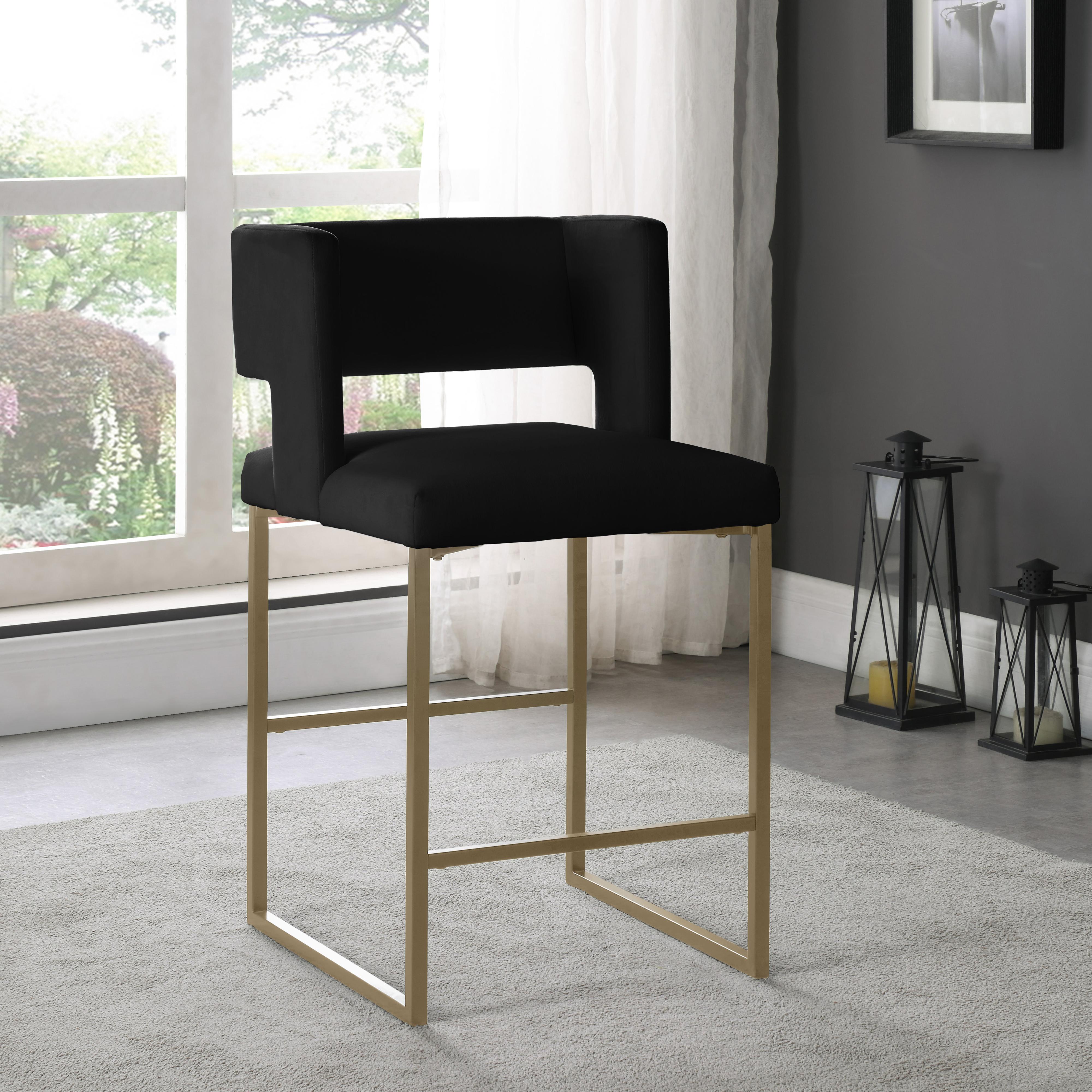 Meridian Caleb Black Velvet Counter Stool