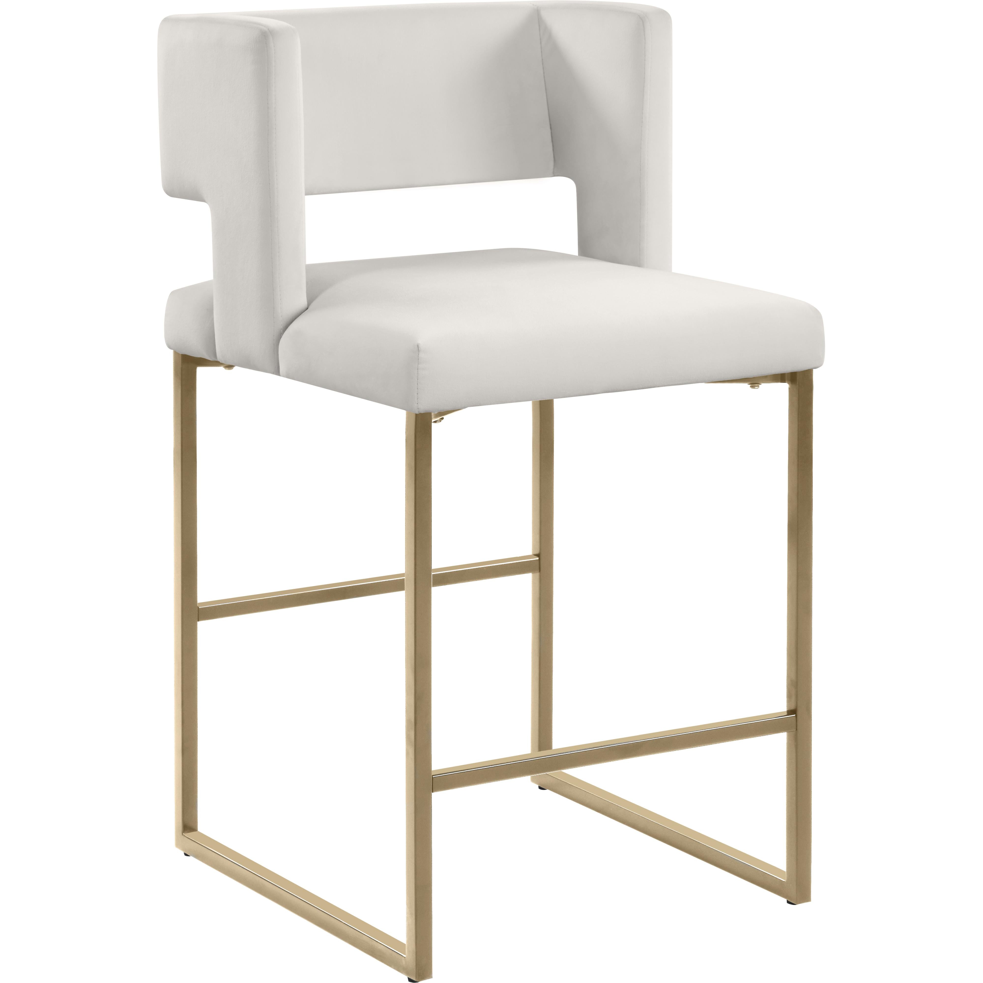 Meridian Caleb Cream Velvet Counter Stool