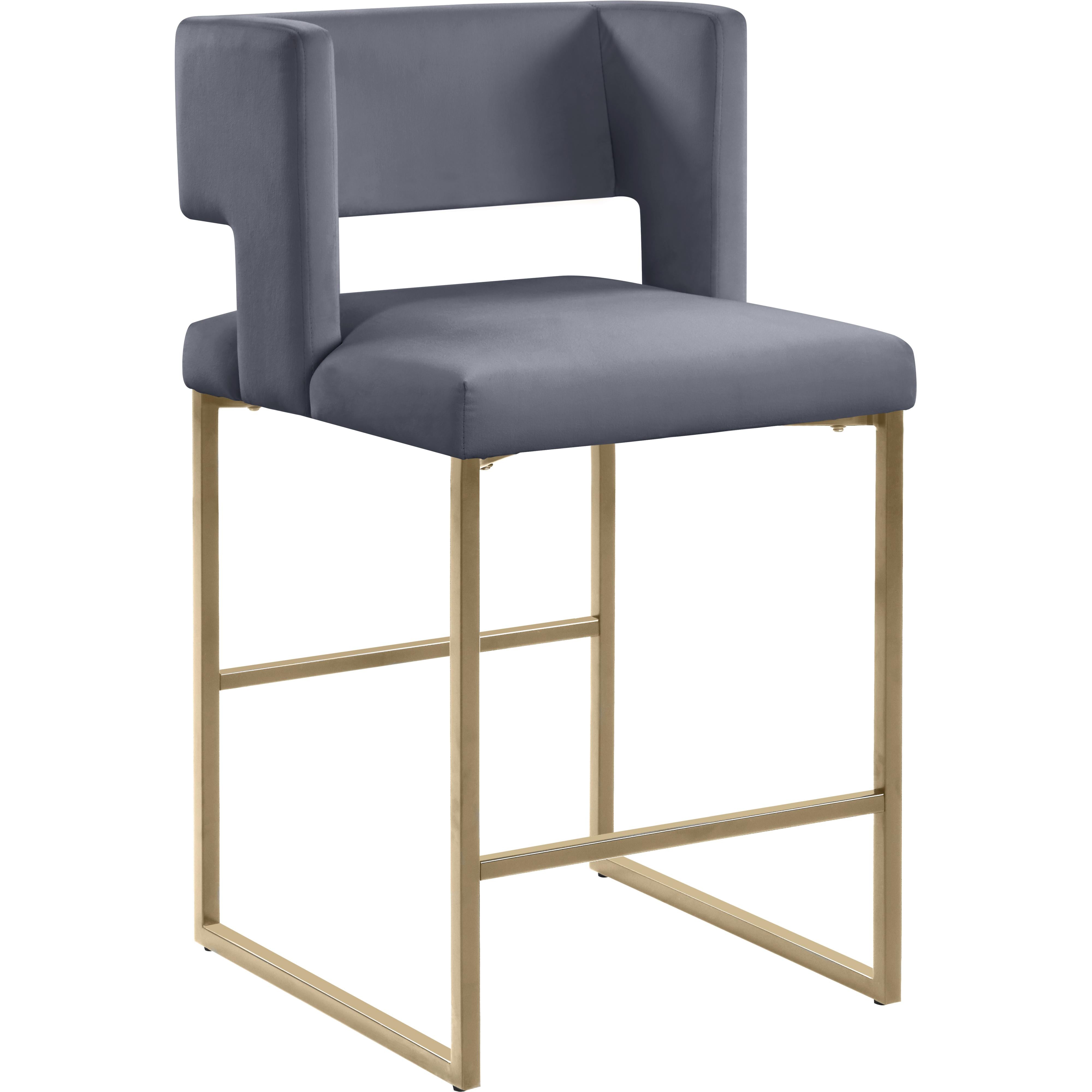 Meridian Caleb Grey Velvet Counter Stool