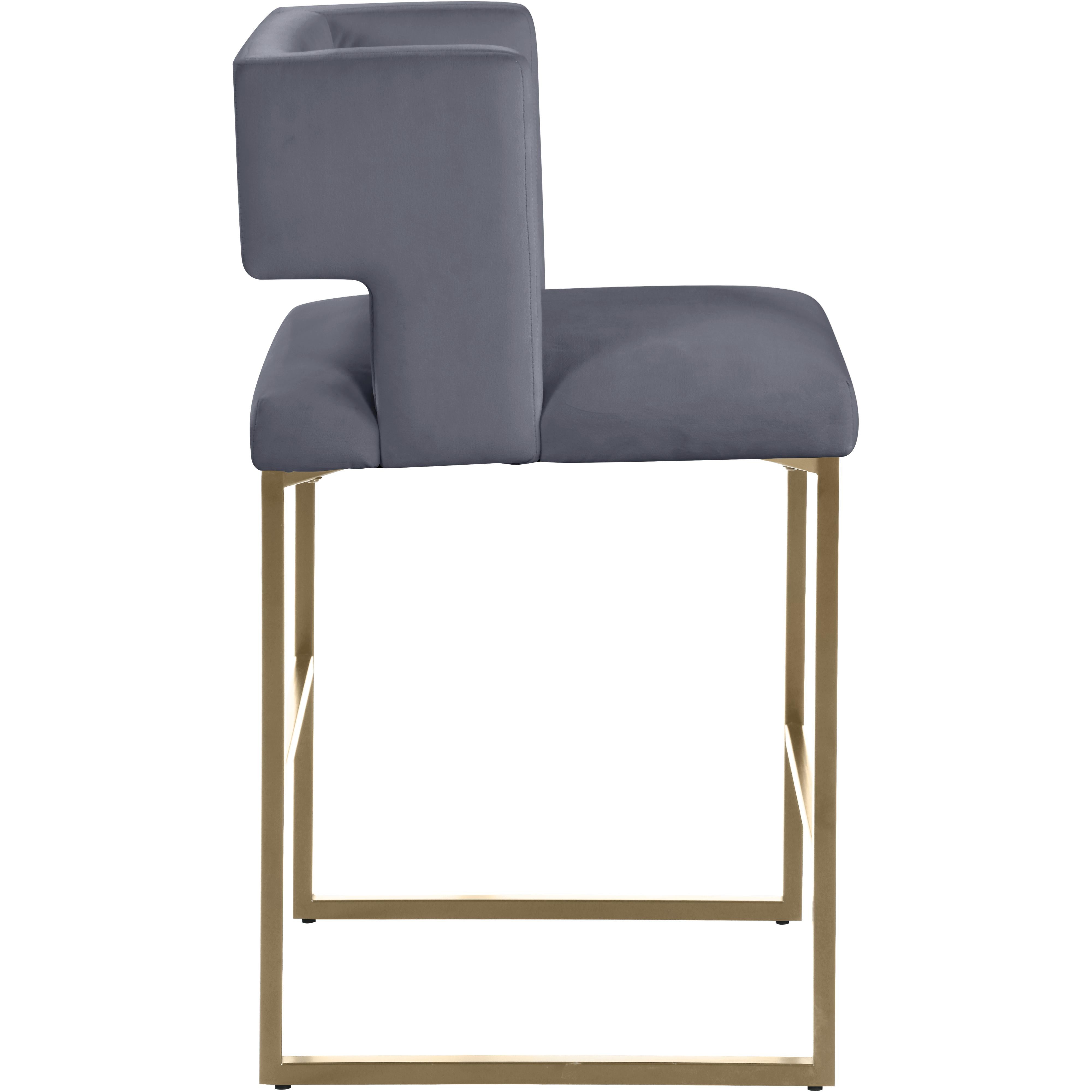 Meridian Caleb Grey Velvet Counter Stool