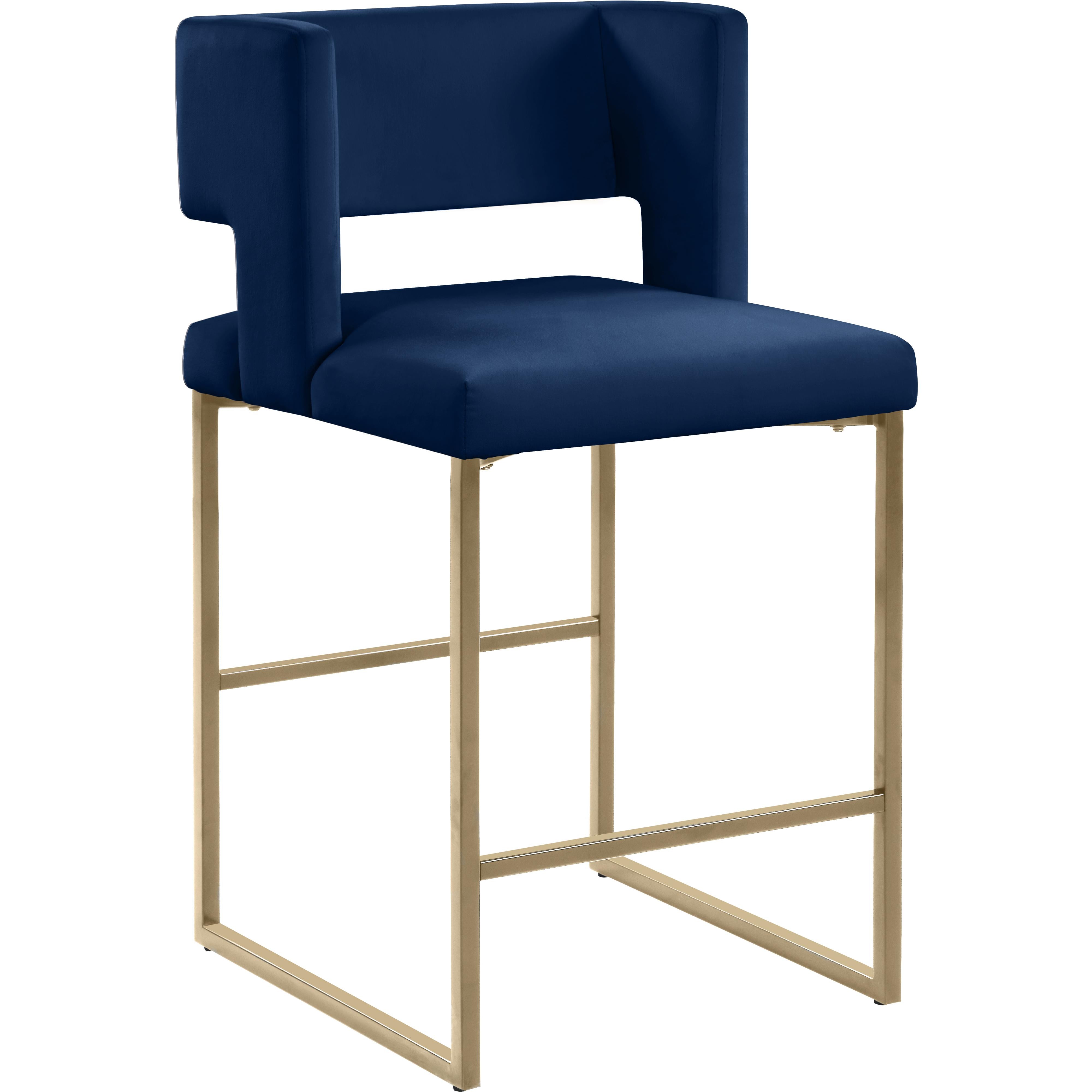 Meridian Caleb Navy Velvet Counter Stool