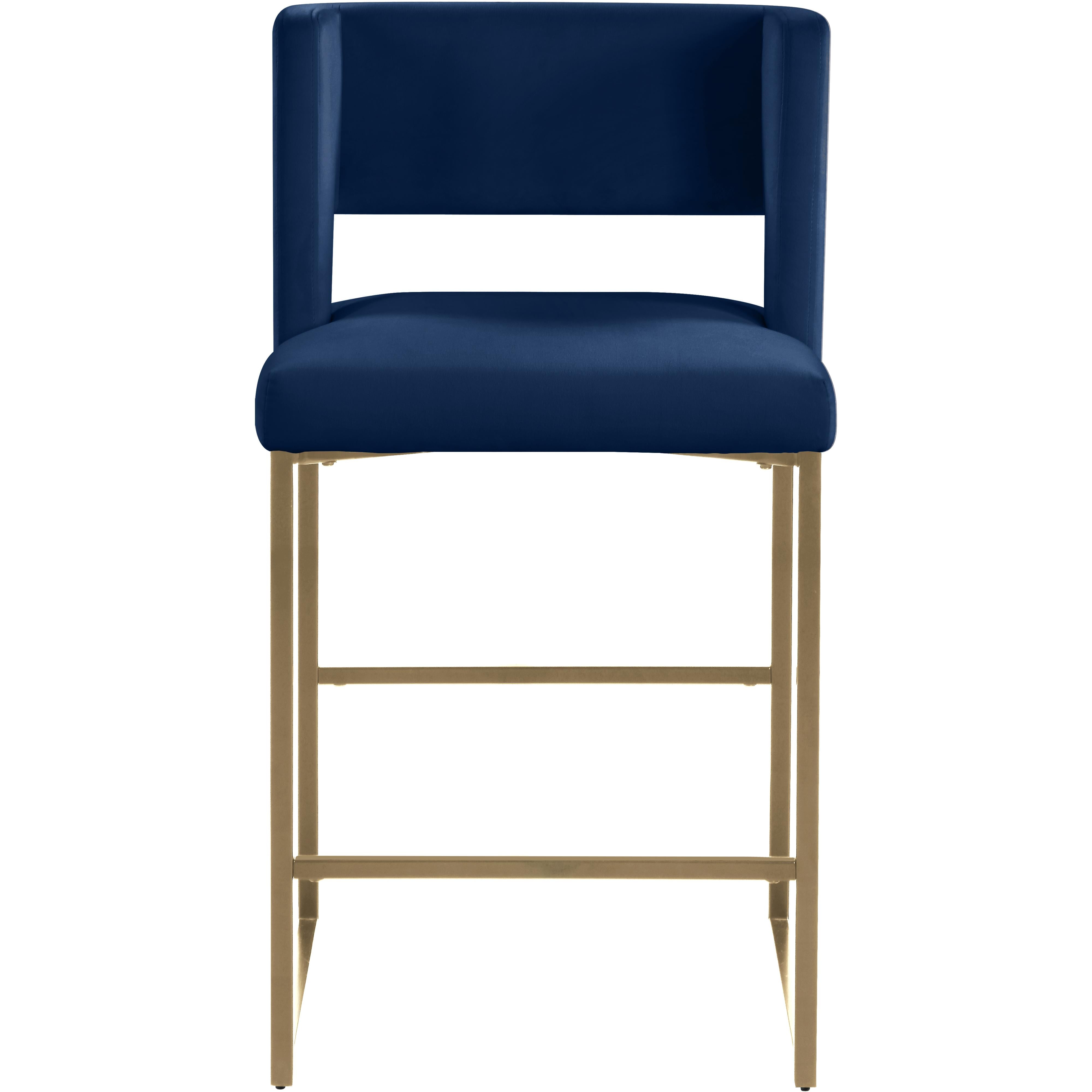 Meridian Caleb Navy Velvet Counter Stool