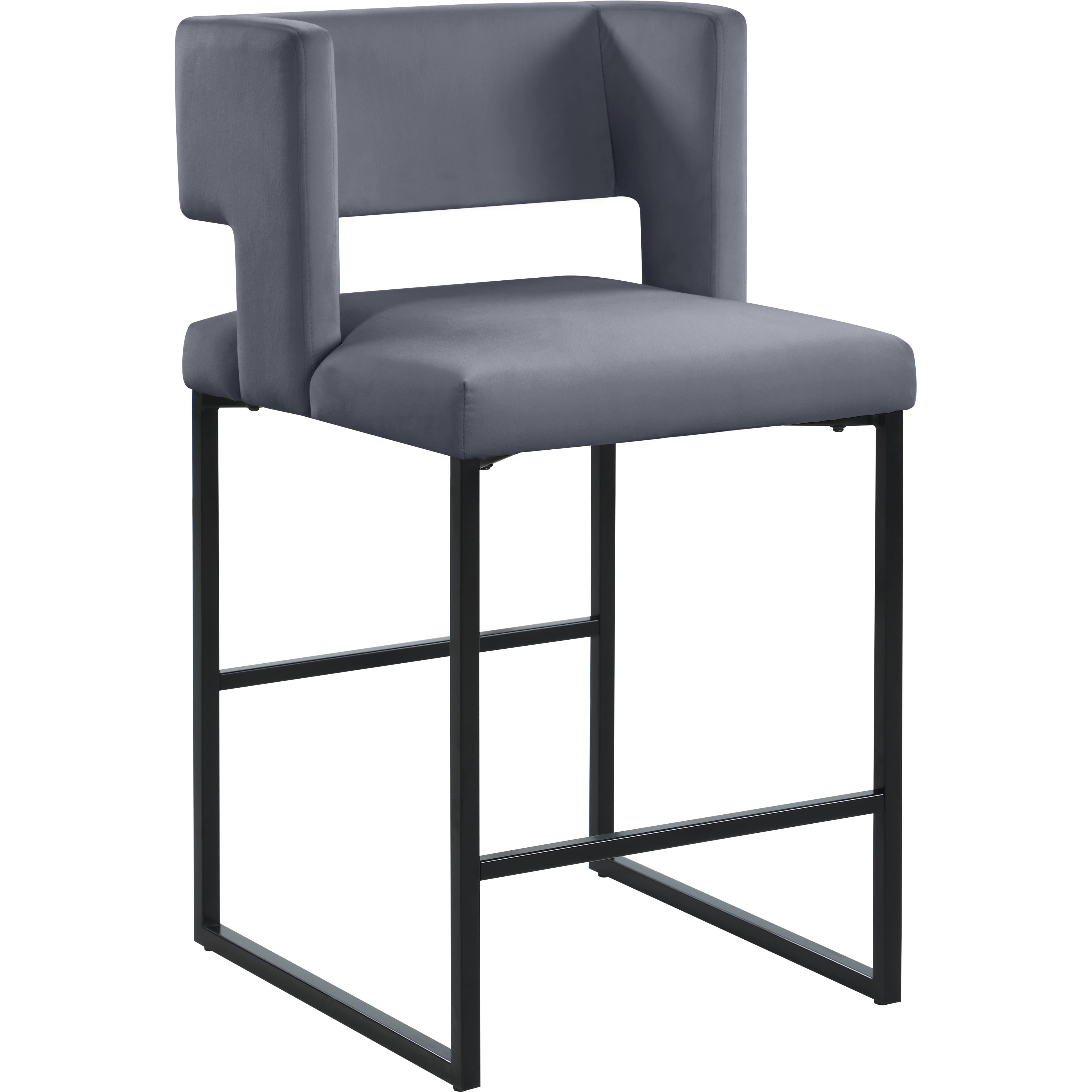 Meridian Caleb Grey Velvet Counter Stool