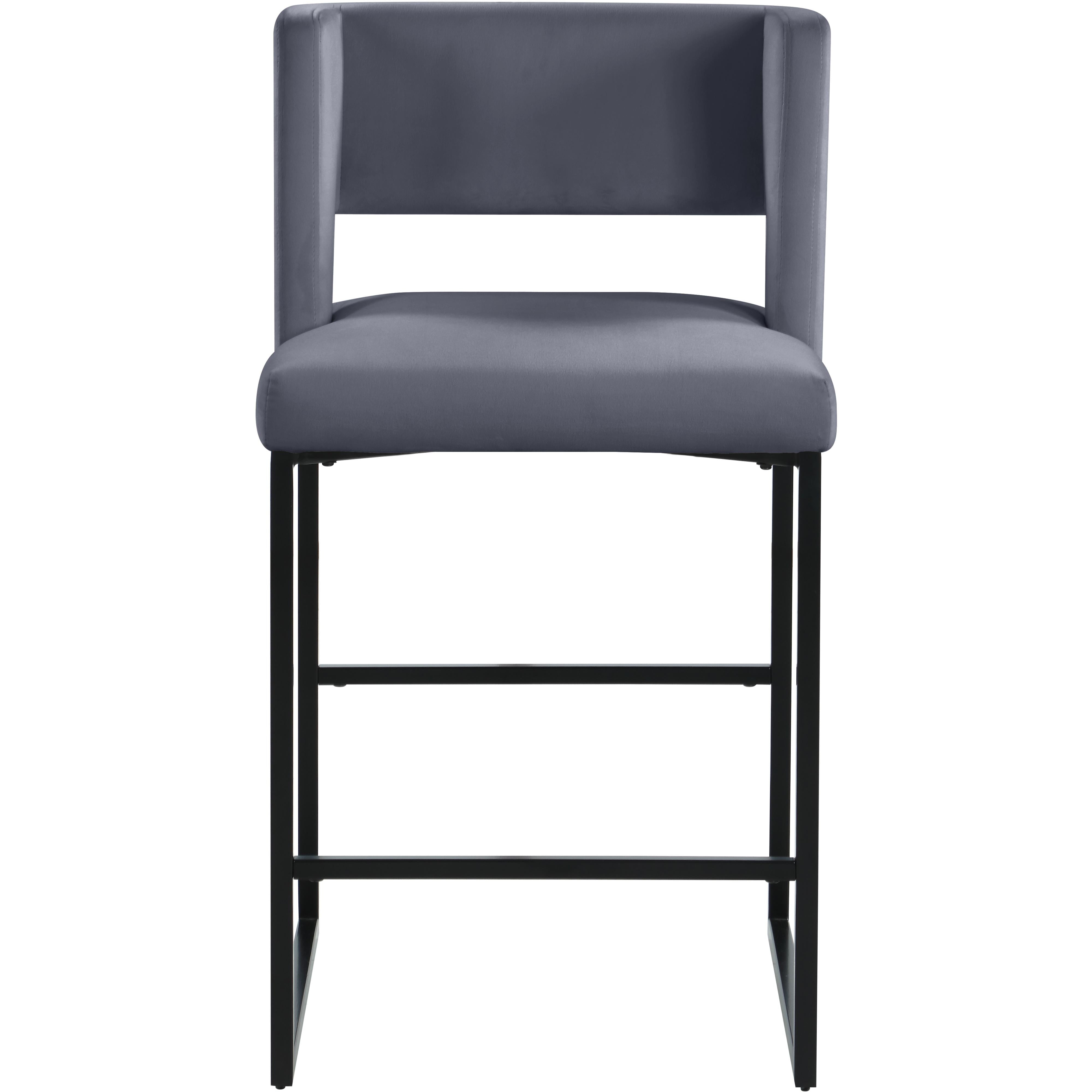 Meridian Caleb Grey Velvet Counter Stool