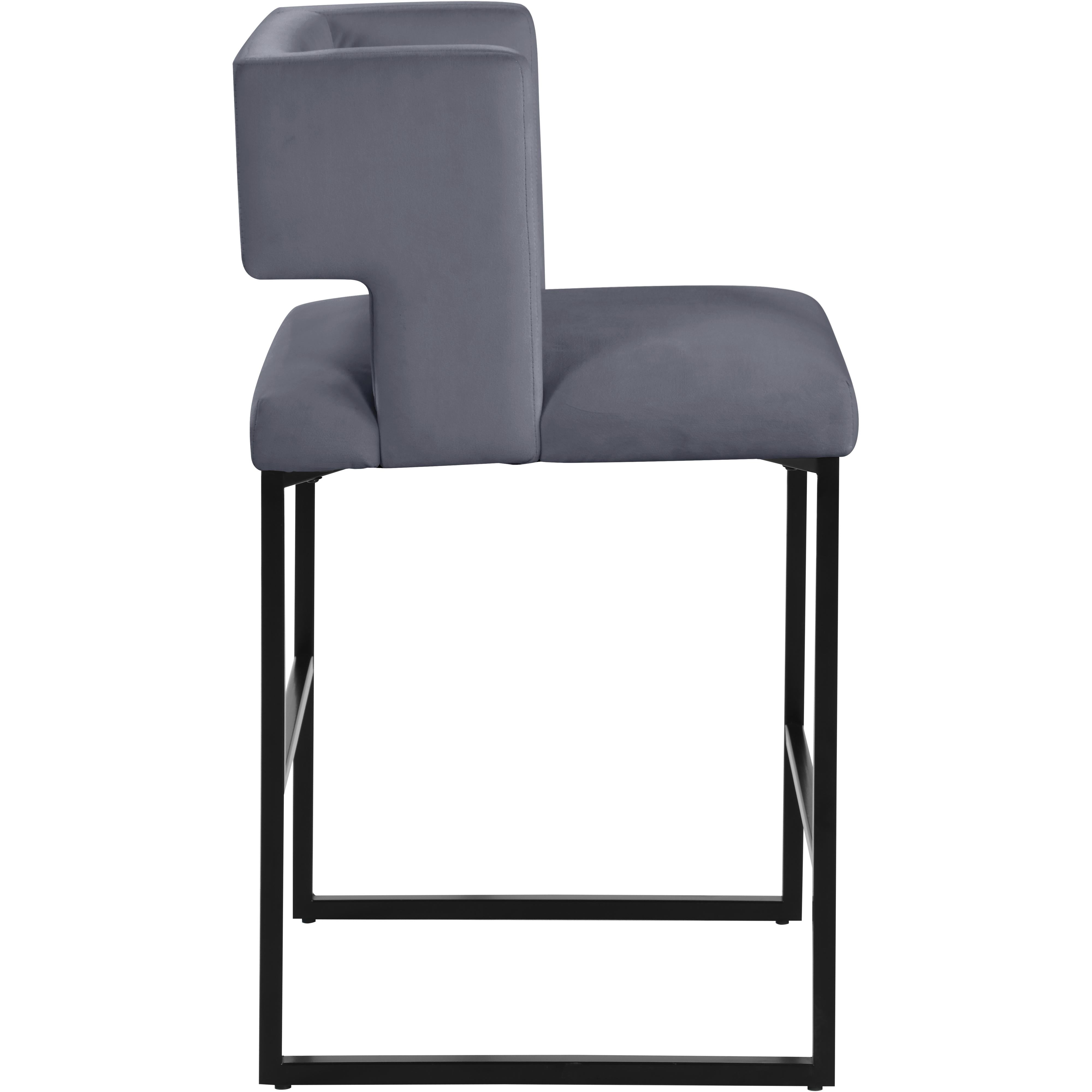 Meridian Caleb Grey Velvet Counter Stool