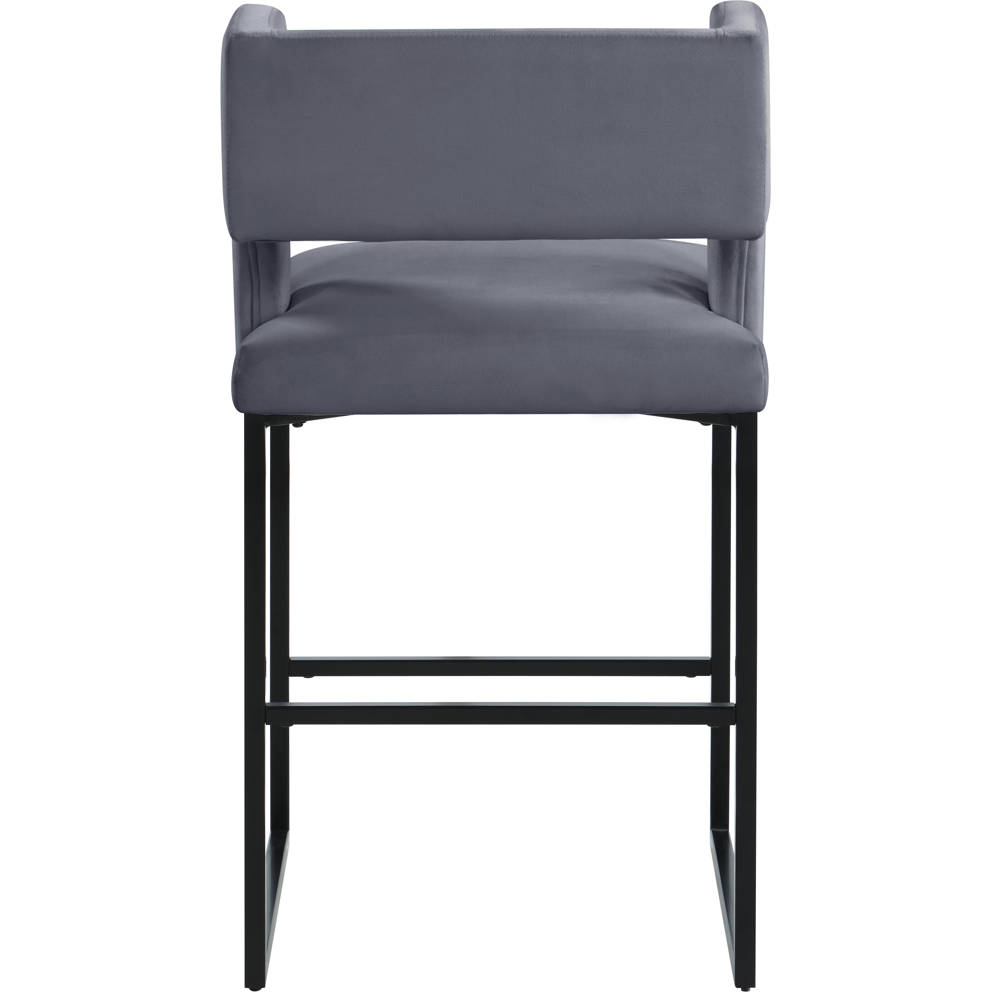 Meridian Caleb Grey Velvet Counter Stool