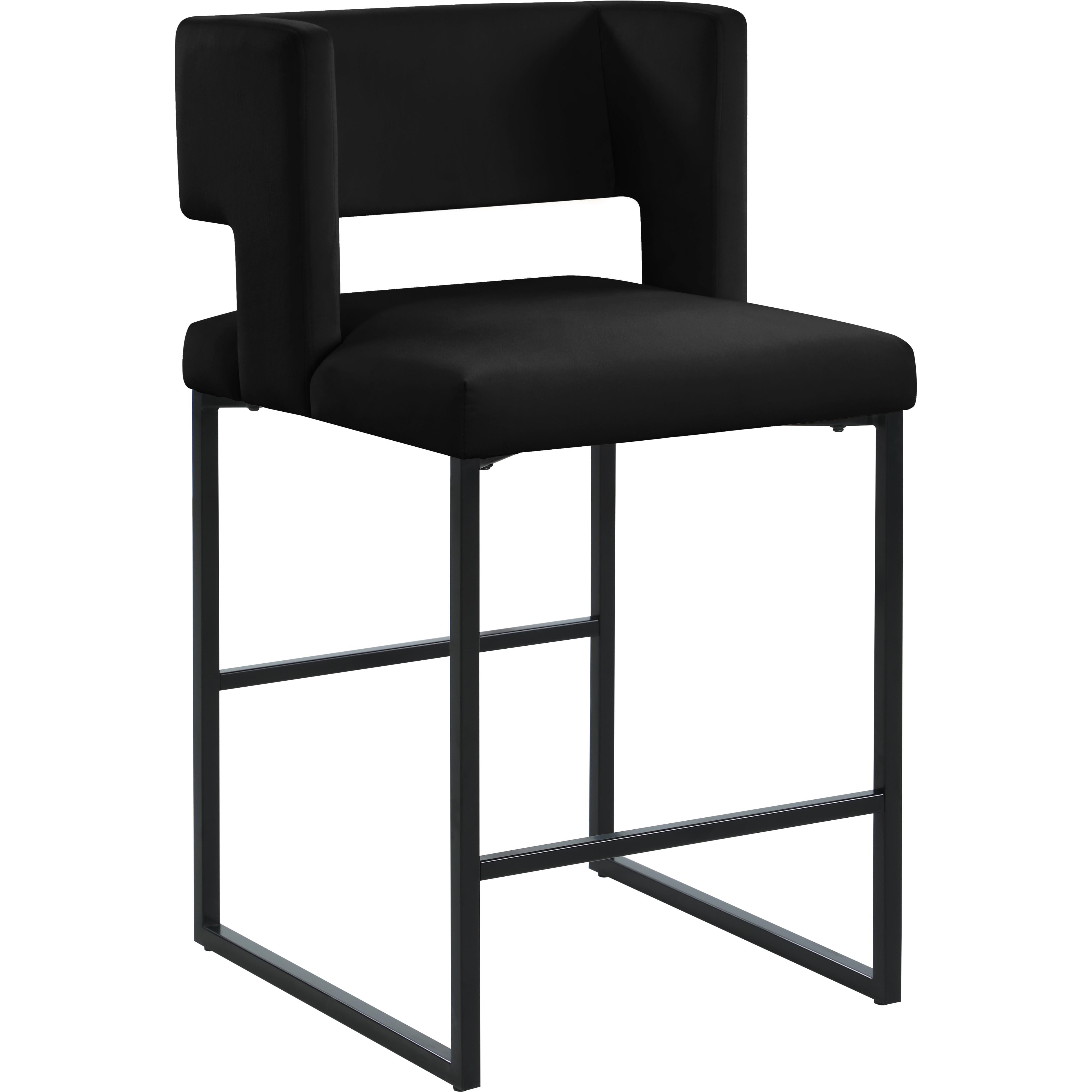 Meridian Caleb Black Velvet Counter Stool