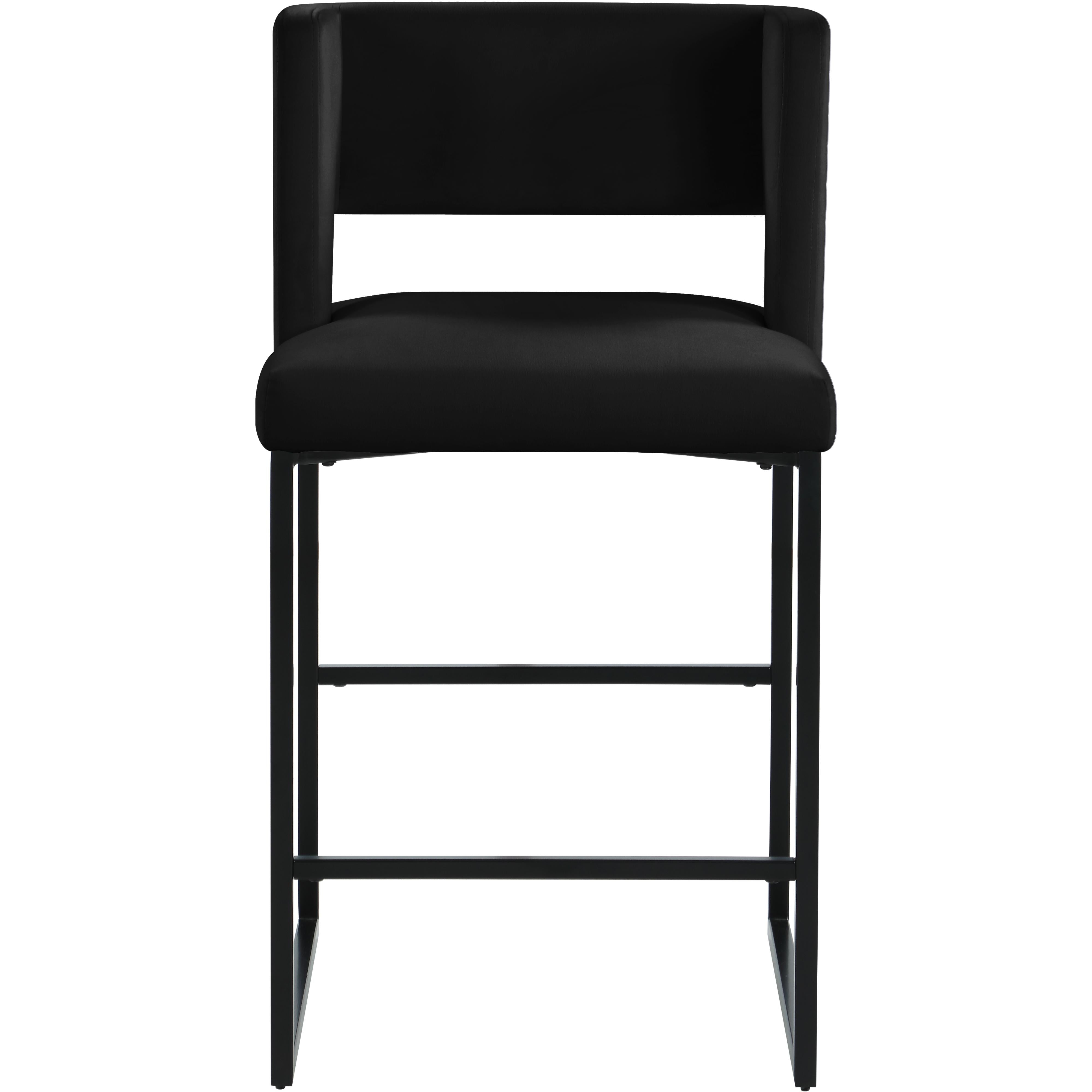 Meridian Caleb Black Velvet Counter Stool