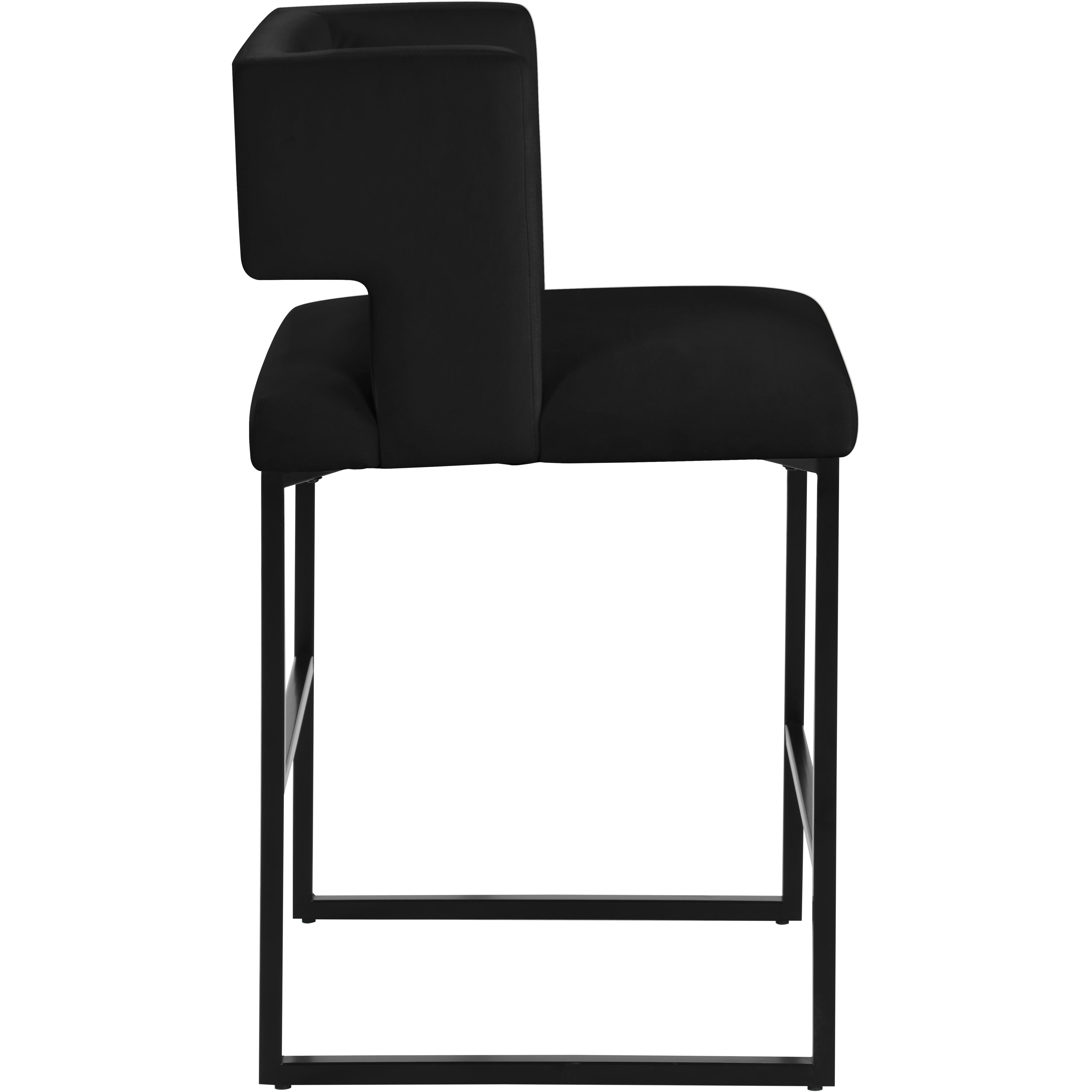 Meridian Caleb Black Velvet Counter Stool