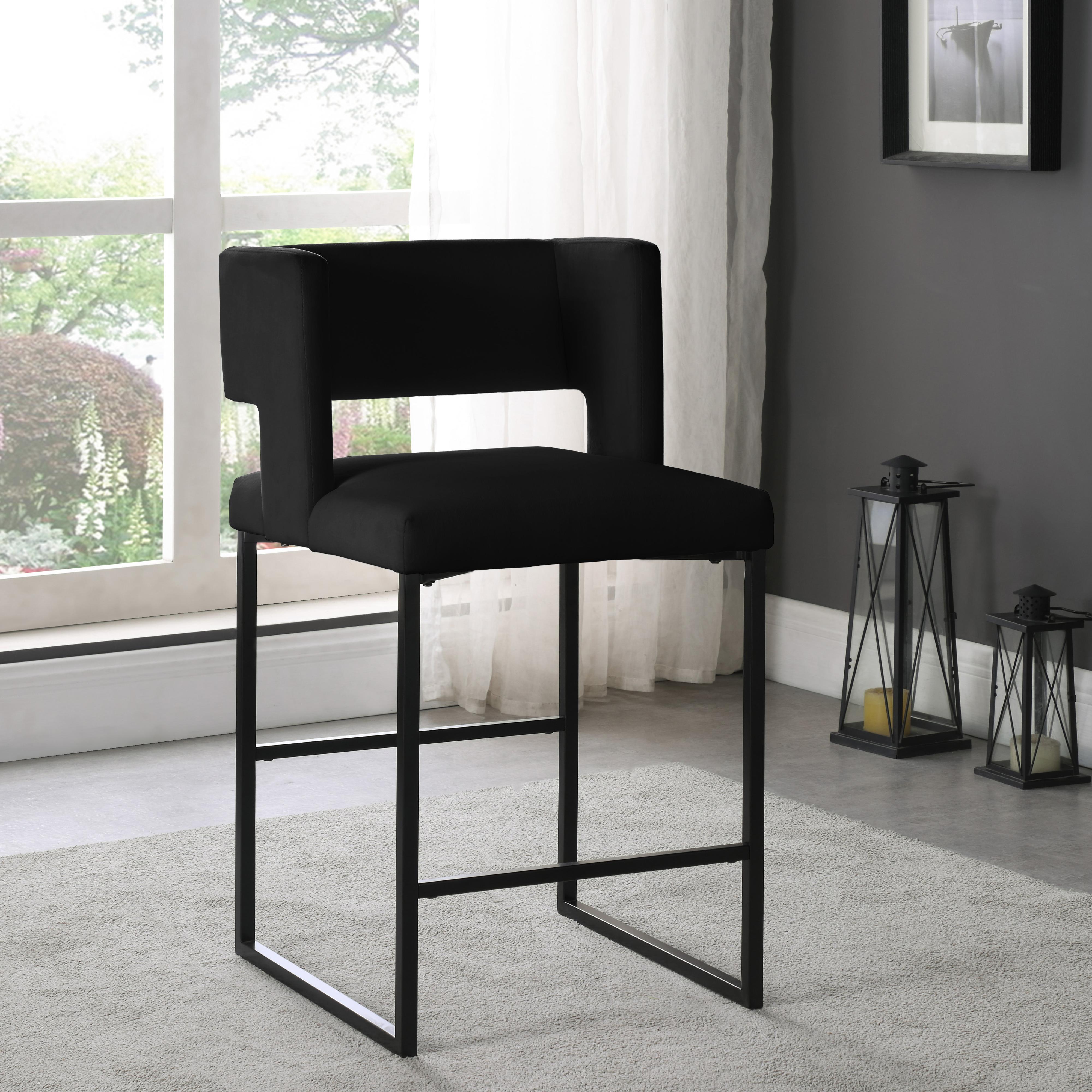 Meridian Caleb Black Velvet Counter Stool