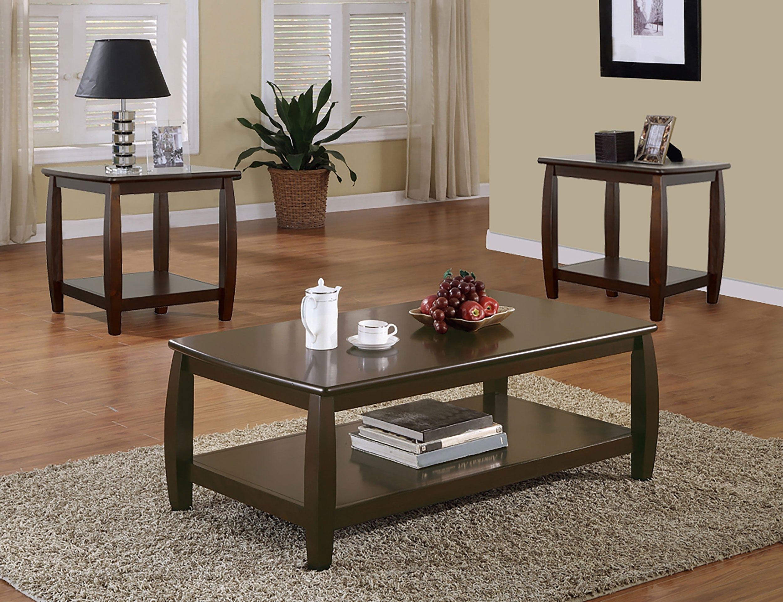 Dixon Rectangular Coffee Table with Lower Shelf Espresso