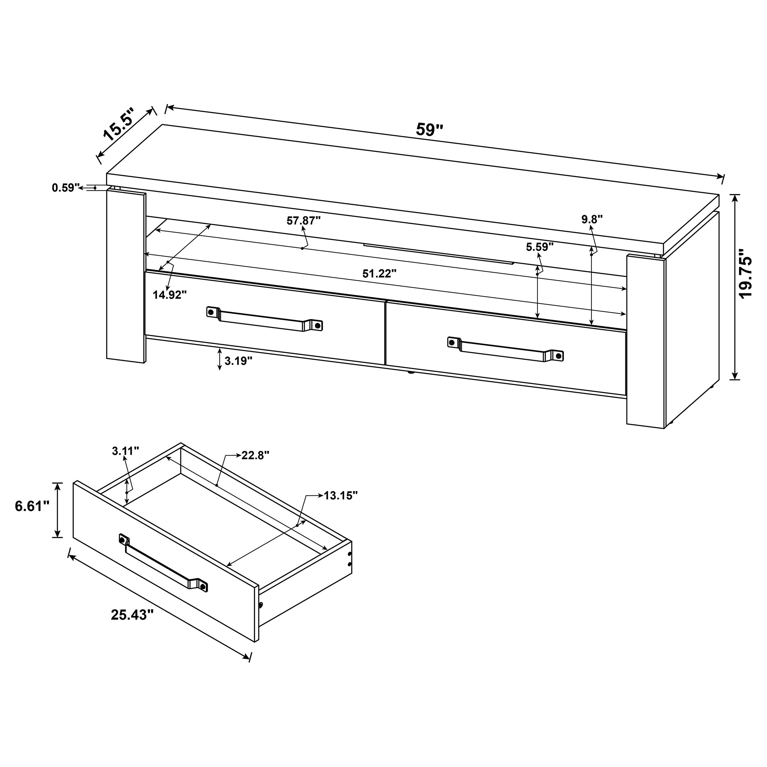 Elkton 2-drawer Engineered Wood 59" TV Stand Mango