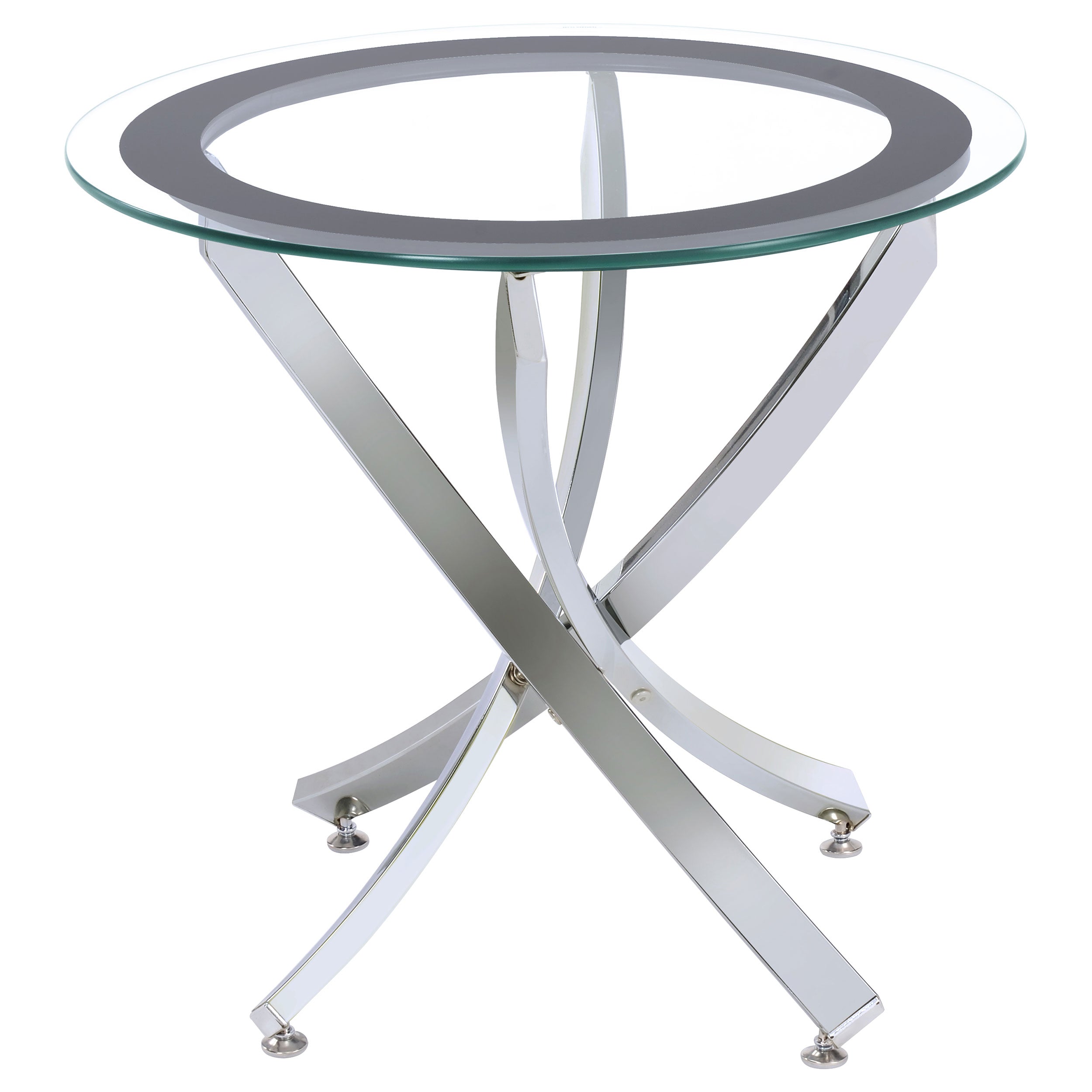 Brooke Glass Top End Table Chrome and Black