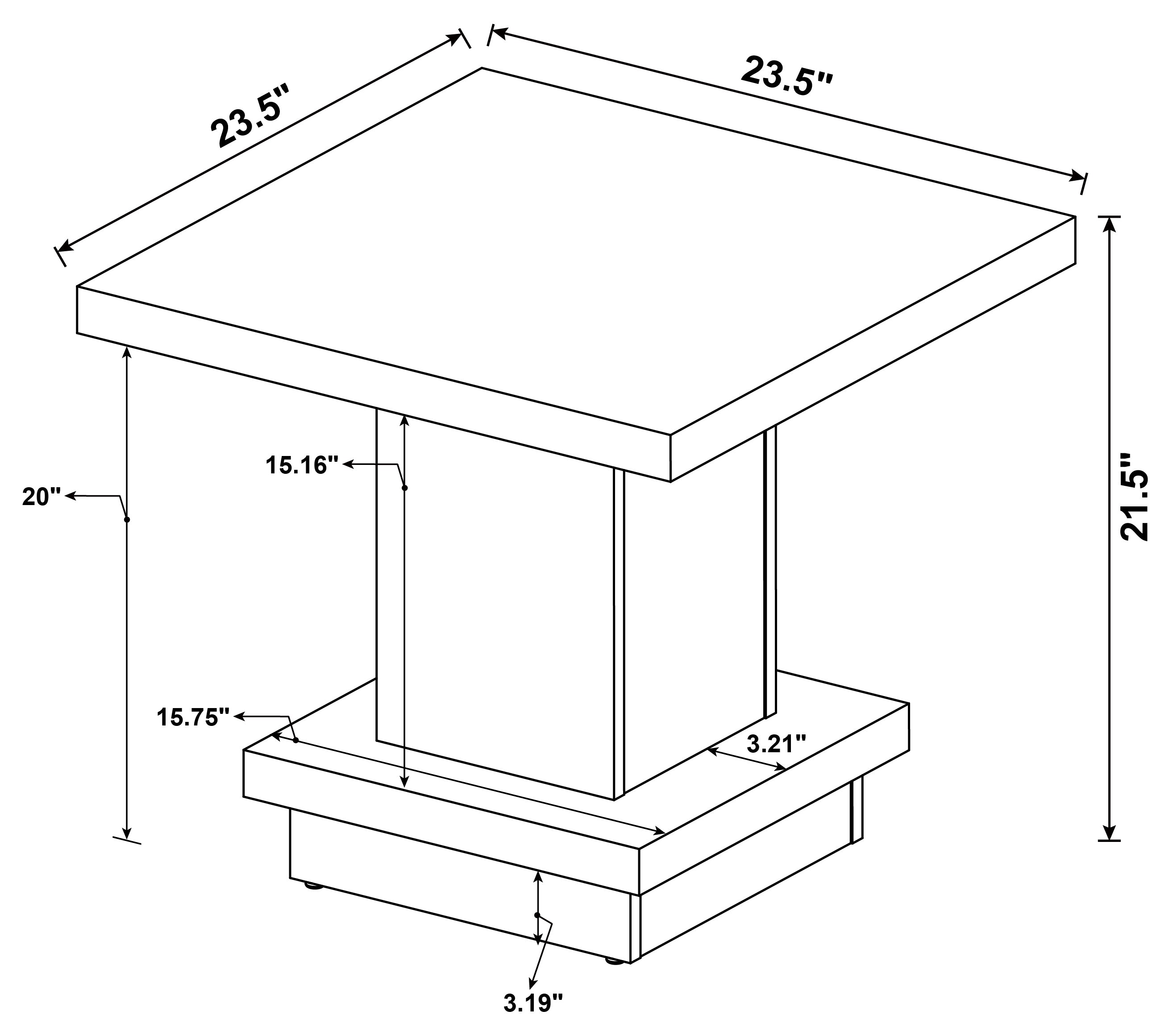 Reston Pedestal Square End Table Cappuccino