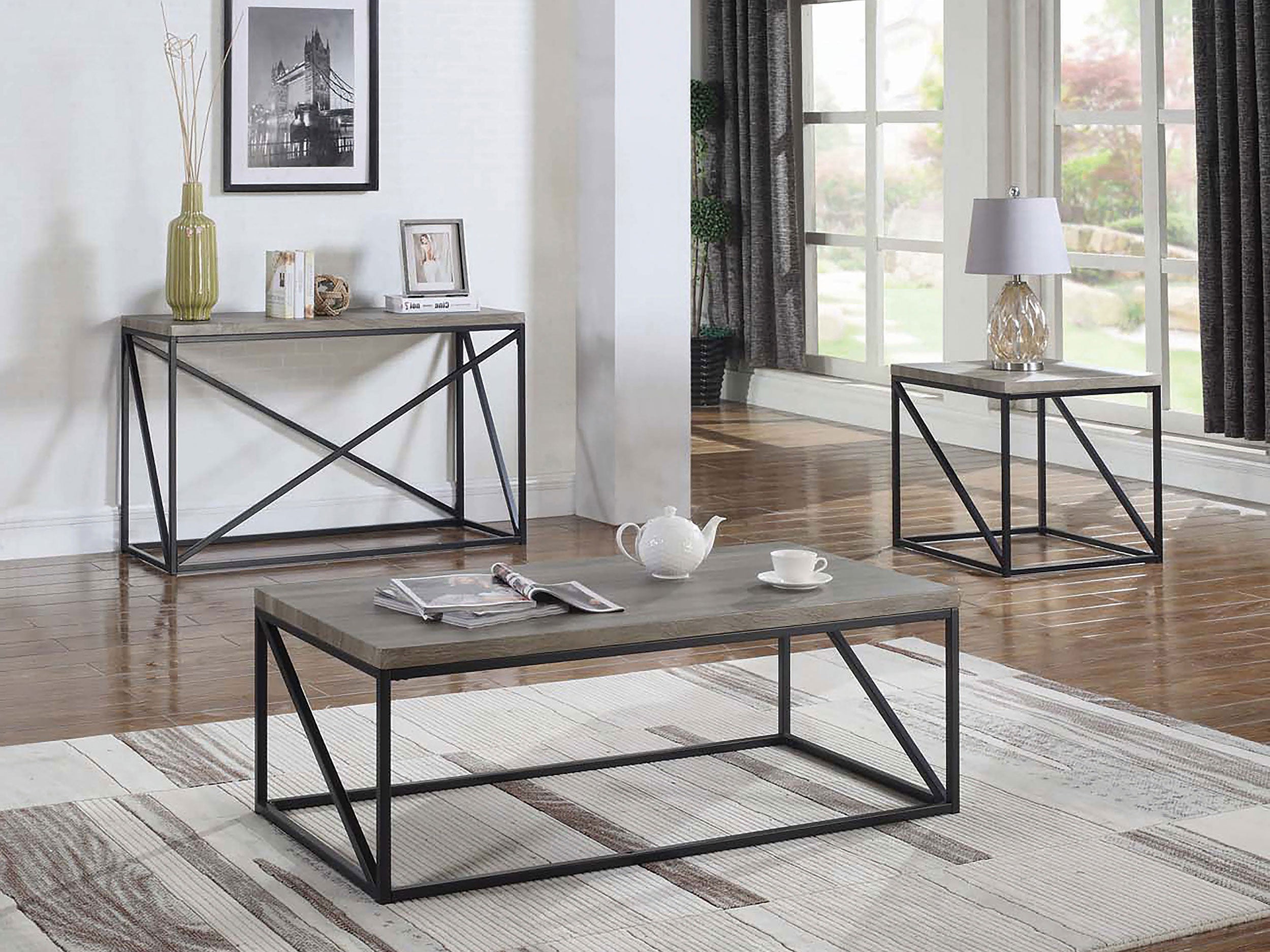 Birdie Square End Table Sonoma Grey