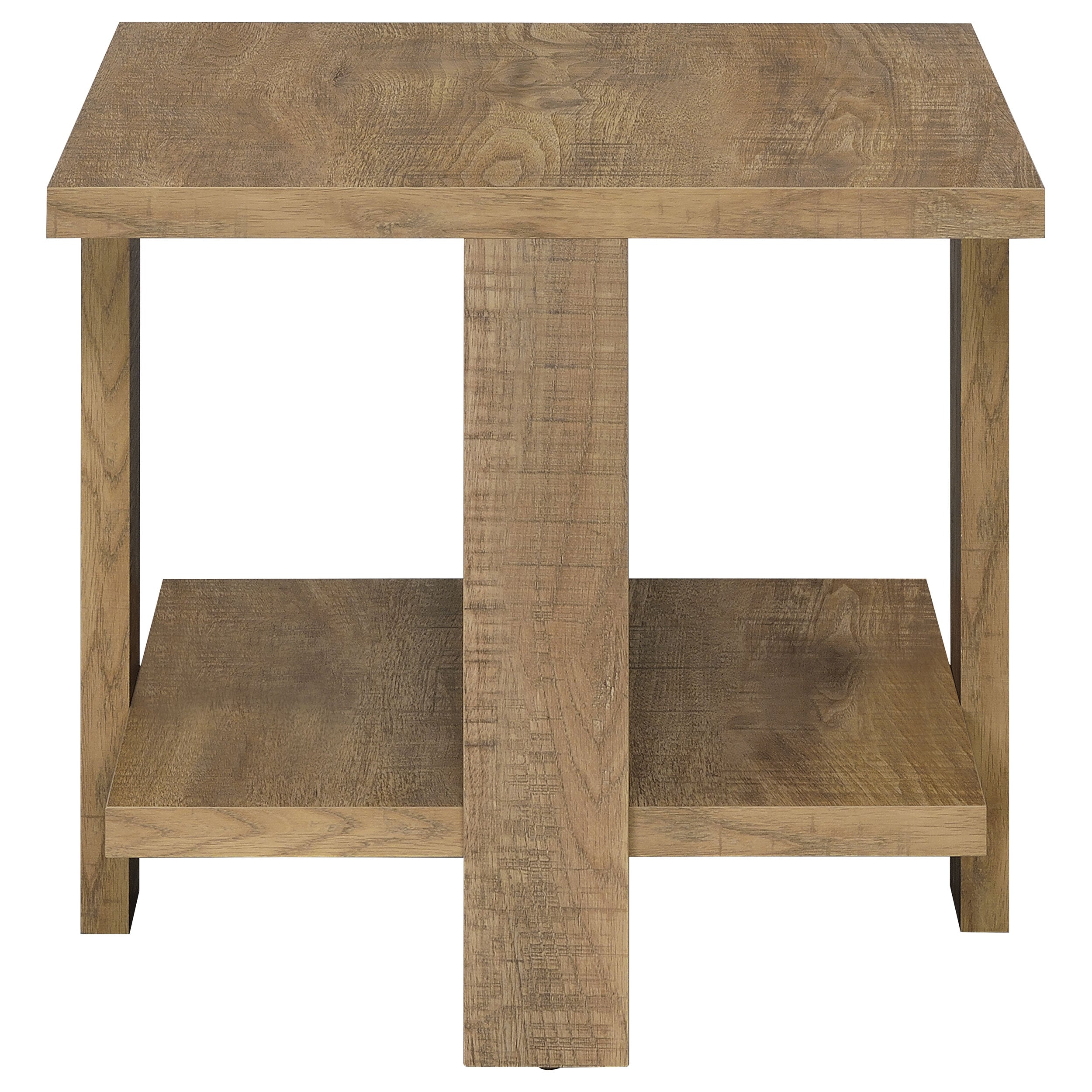 Dawn Square Engineered Wood End Table With Shelf Mango