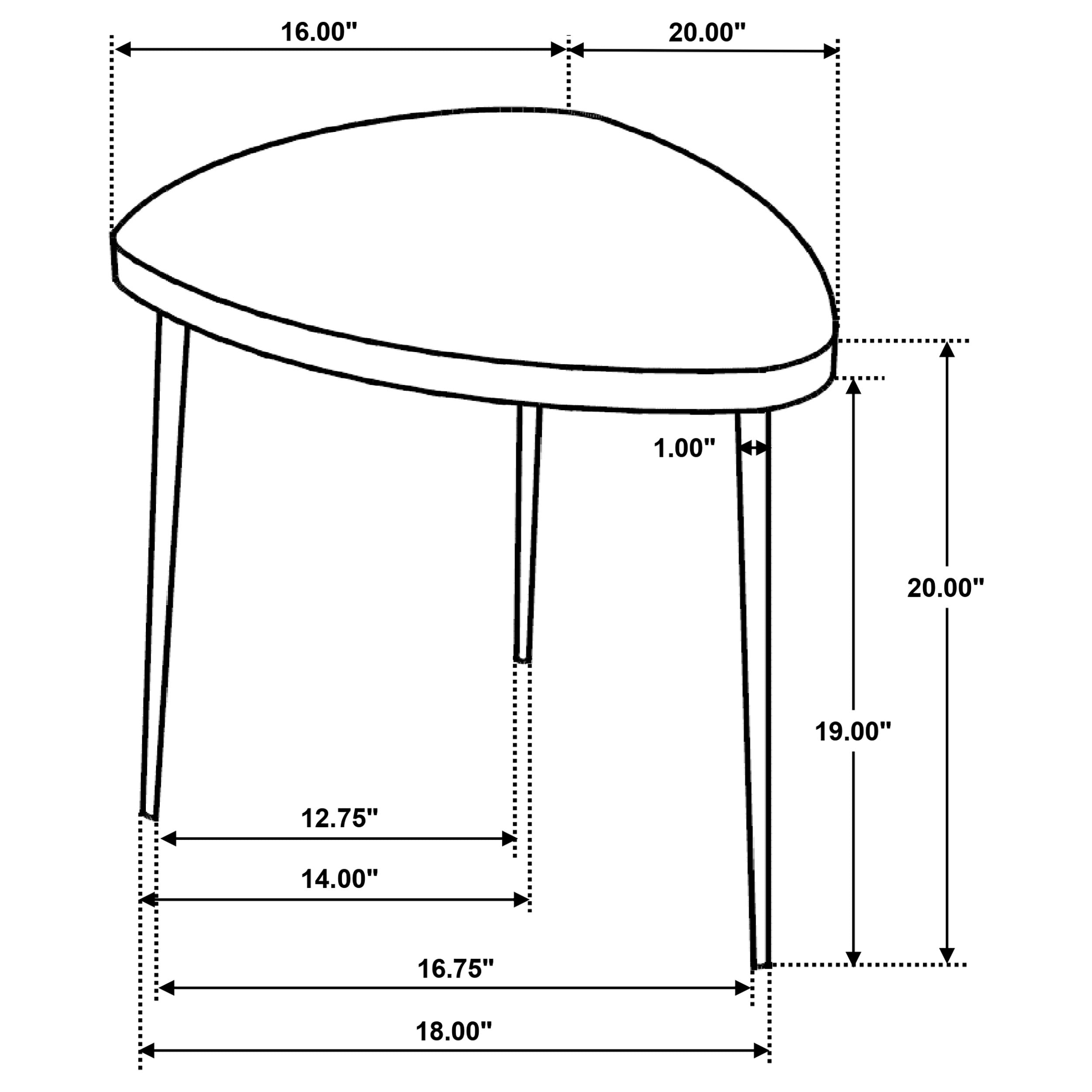 Odessa Triangular Solid Wood End Table Black