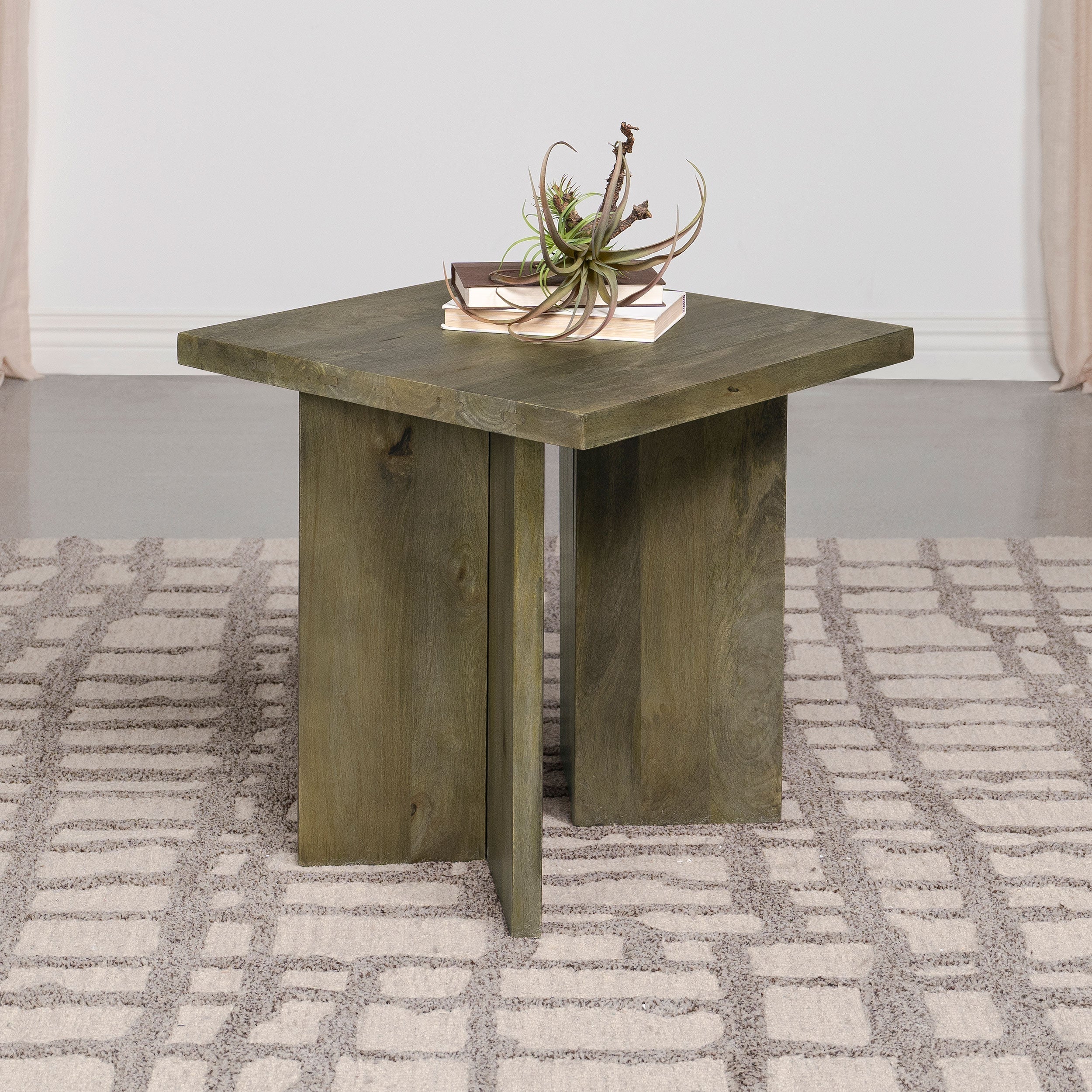 Andando Rectangular Solid Wood End Table Mango Brown