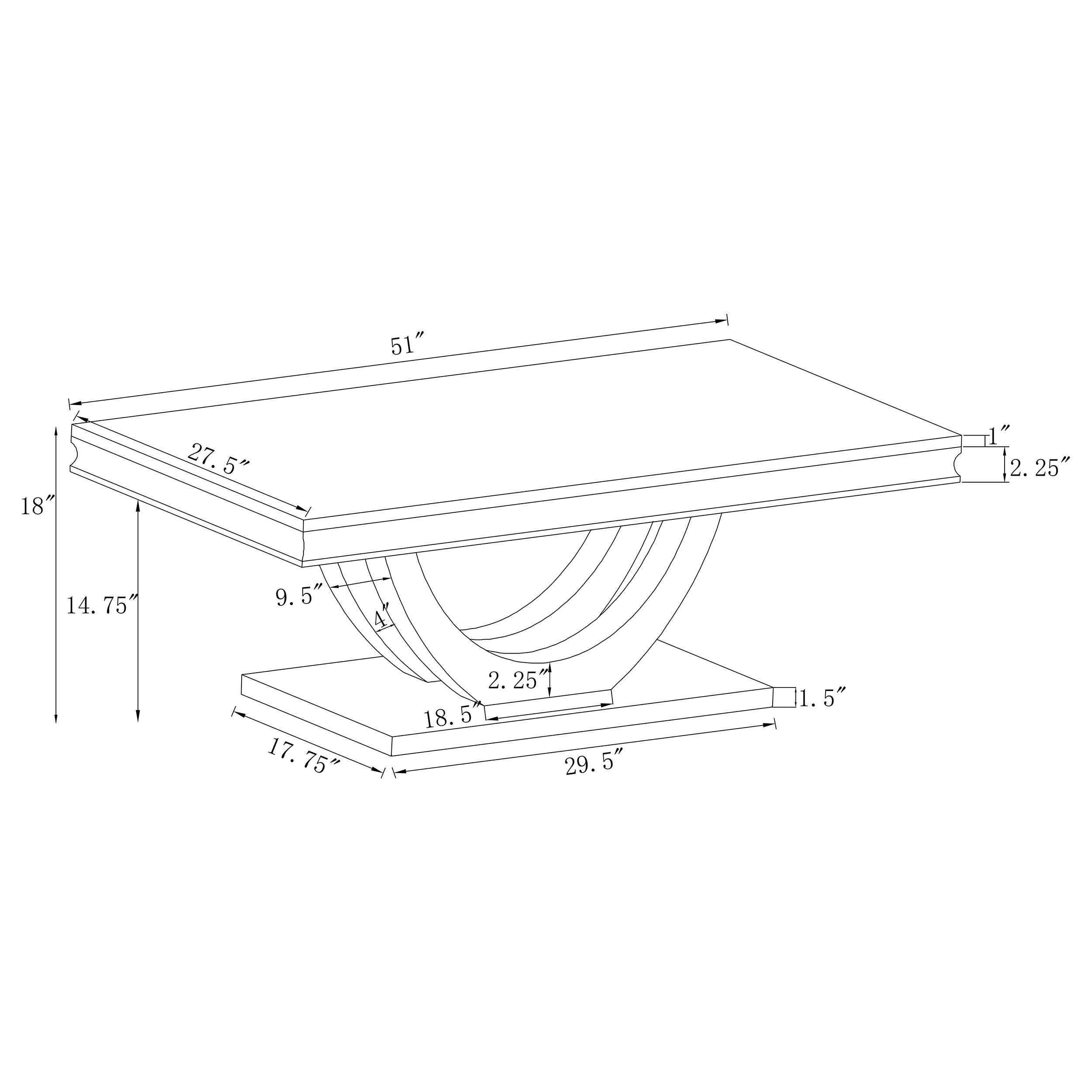 Kerwin U-base Rectangle Coffee Table White and Chrome