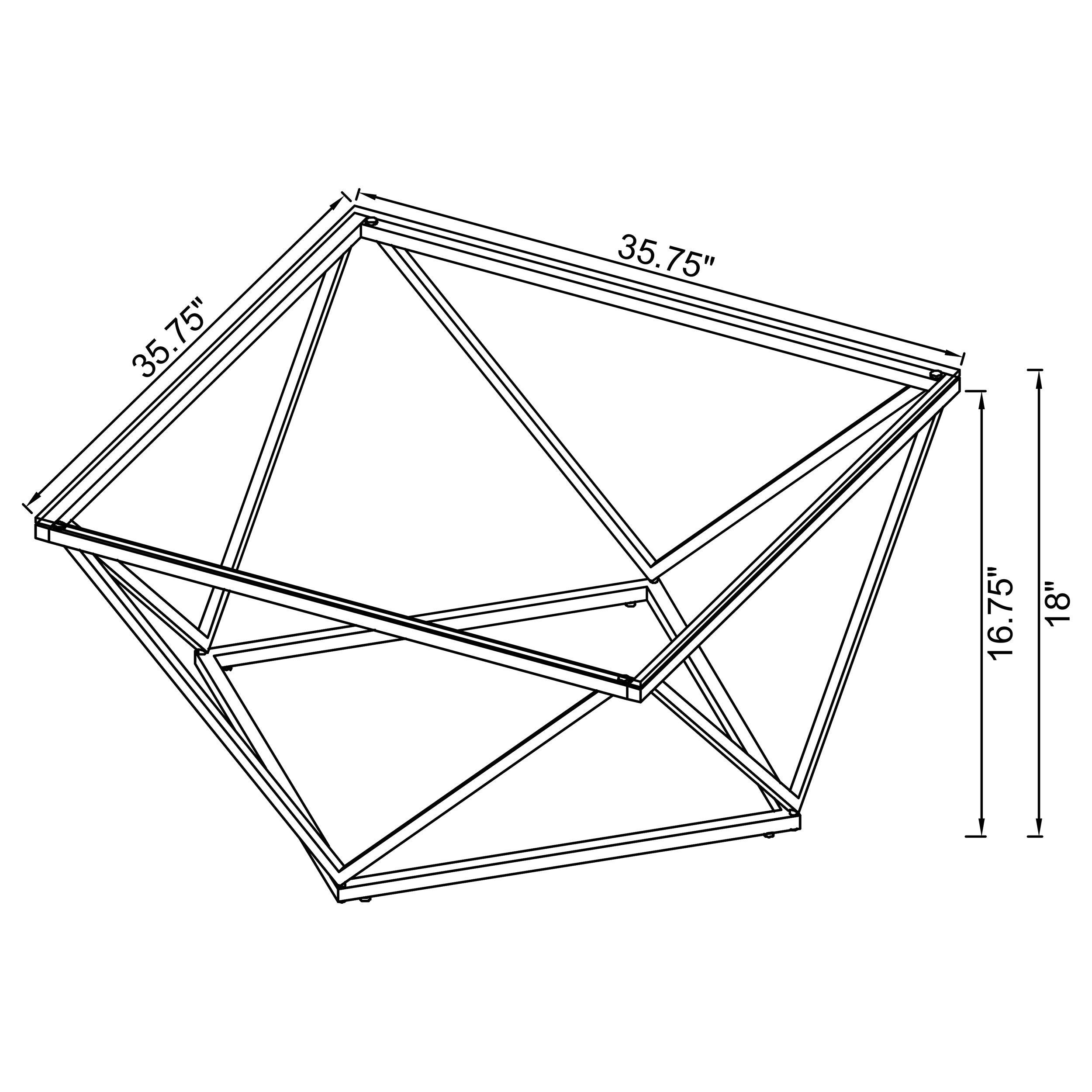 Brittania Square Glass Top Geometric Coffee Table Nickel