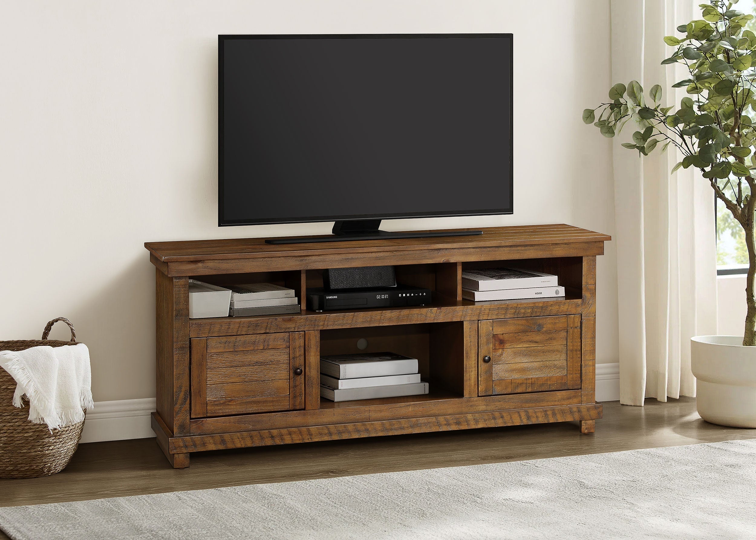 Payne 60-inch TV Stand Media Console Distressed Brown