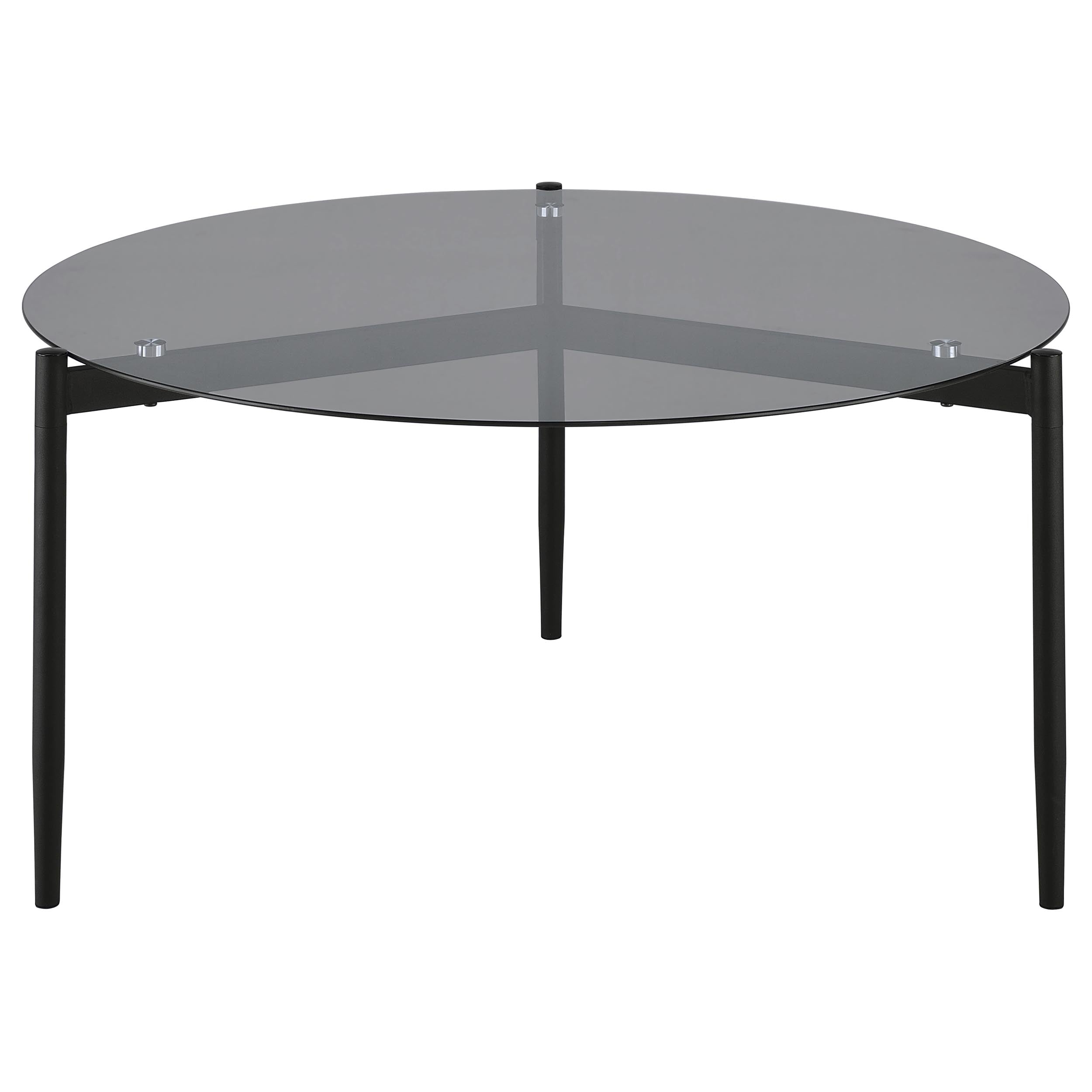 Rosalie Round Smoked Glass Top Coffee Table Sandy Black