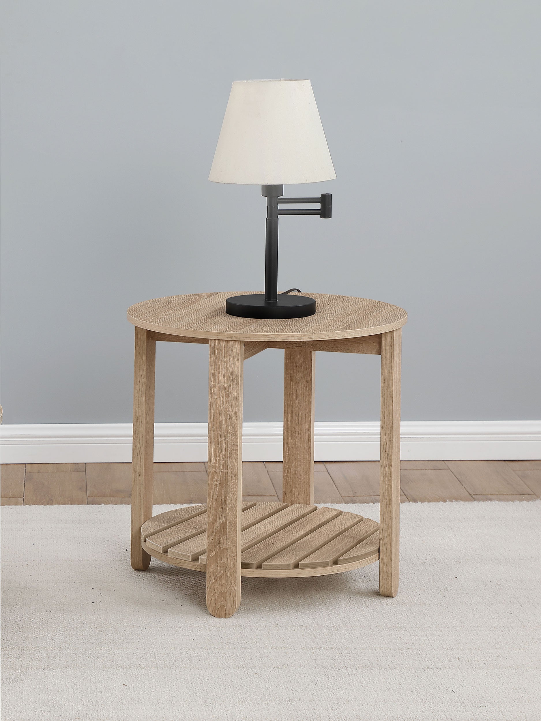 Fowler 1-shelf Round Engineered Wood Side End Table Natural