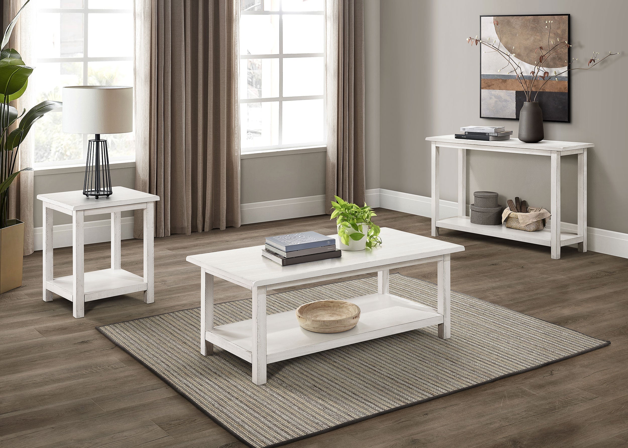 Payne Wood End Table with Shelf White