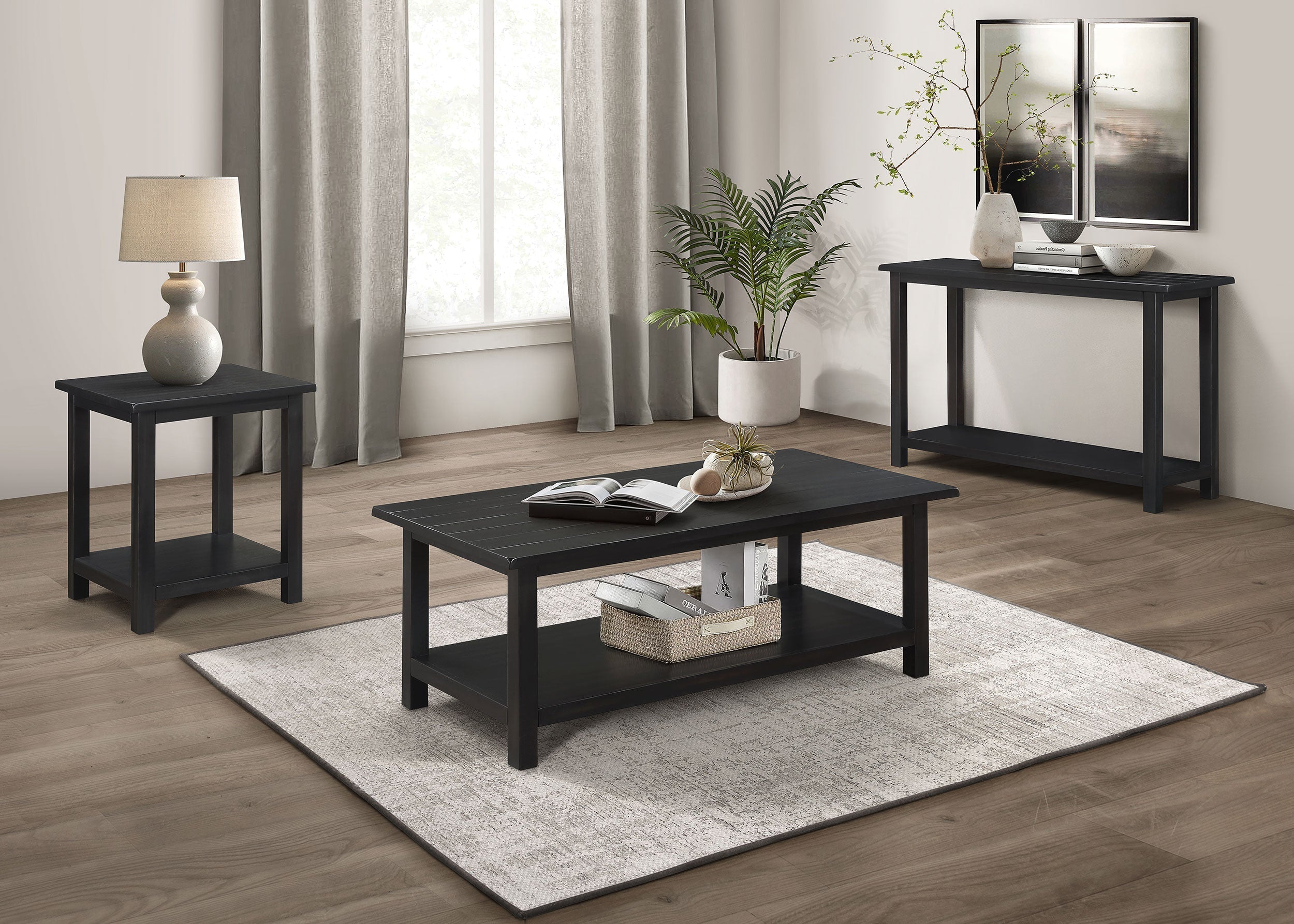 Payne Wood Coffee Table with Shelf Java