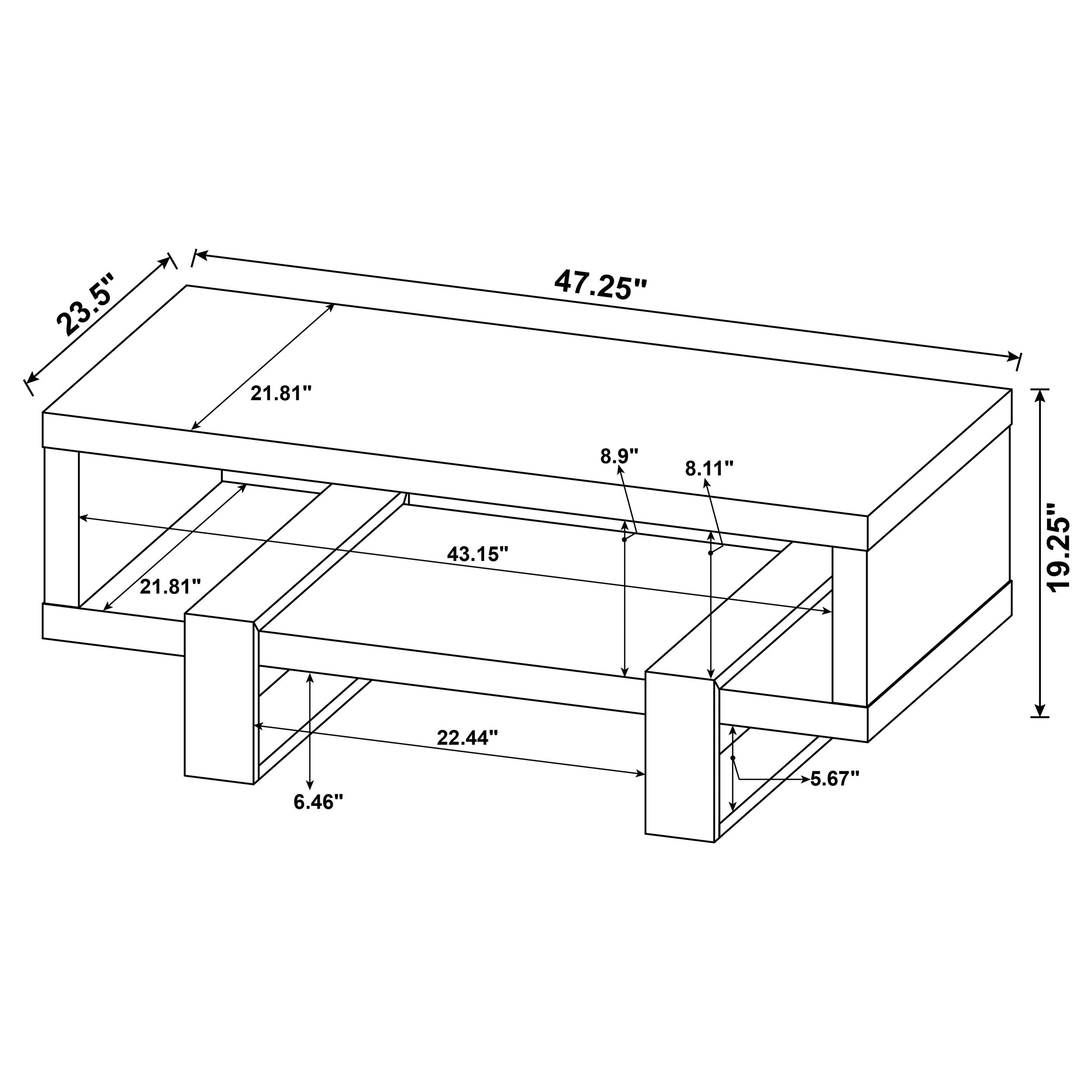 Dinard Coffee Table with Shelf Grey Driftwood