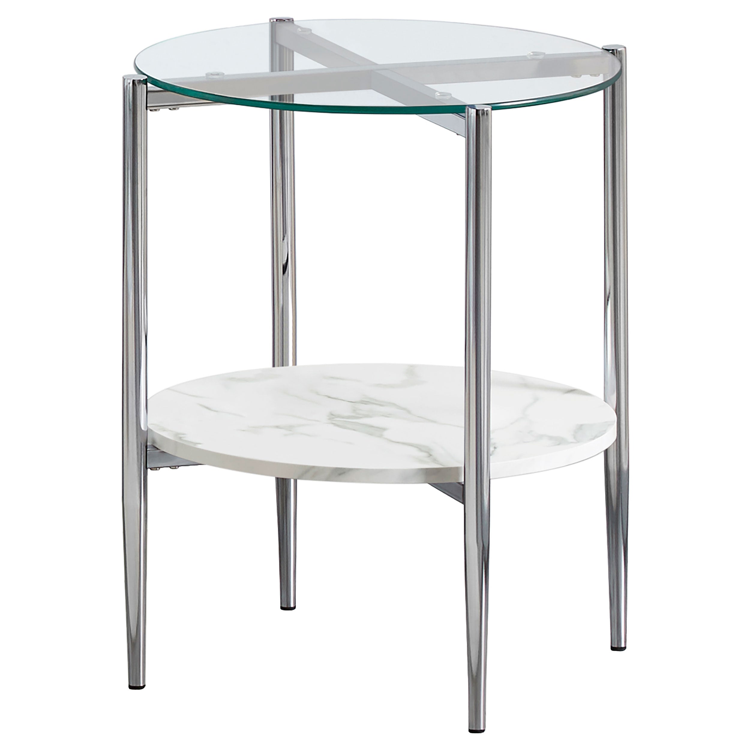 Cadee Round Glass Top End Table Clear and Chrome