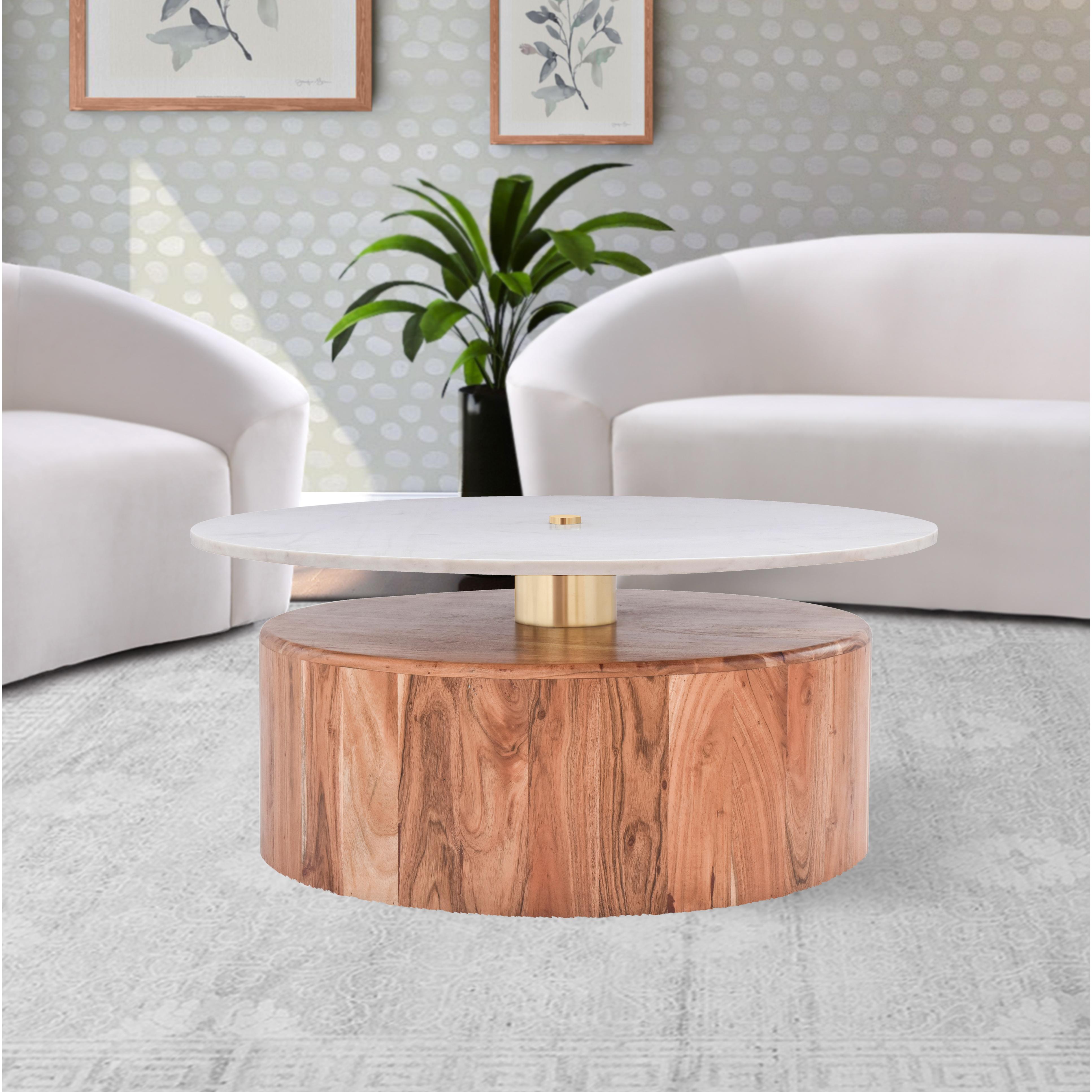 Meridian Stonewood Natural Acacia Wood Coffee Table