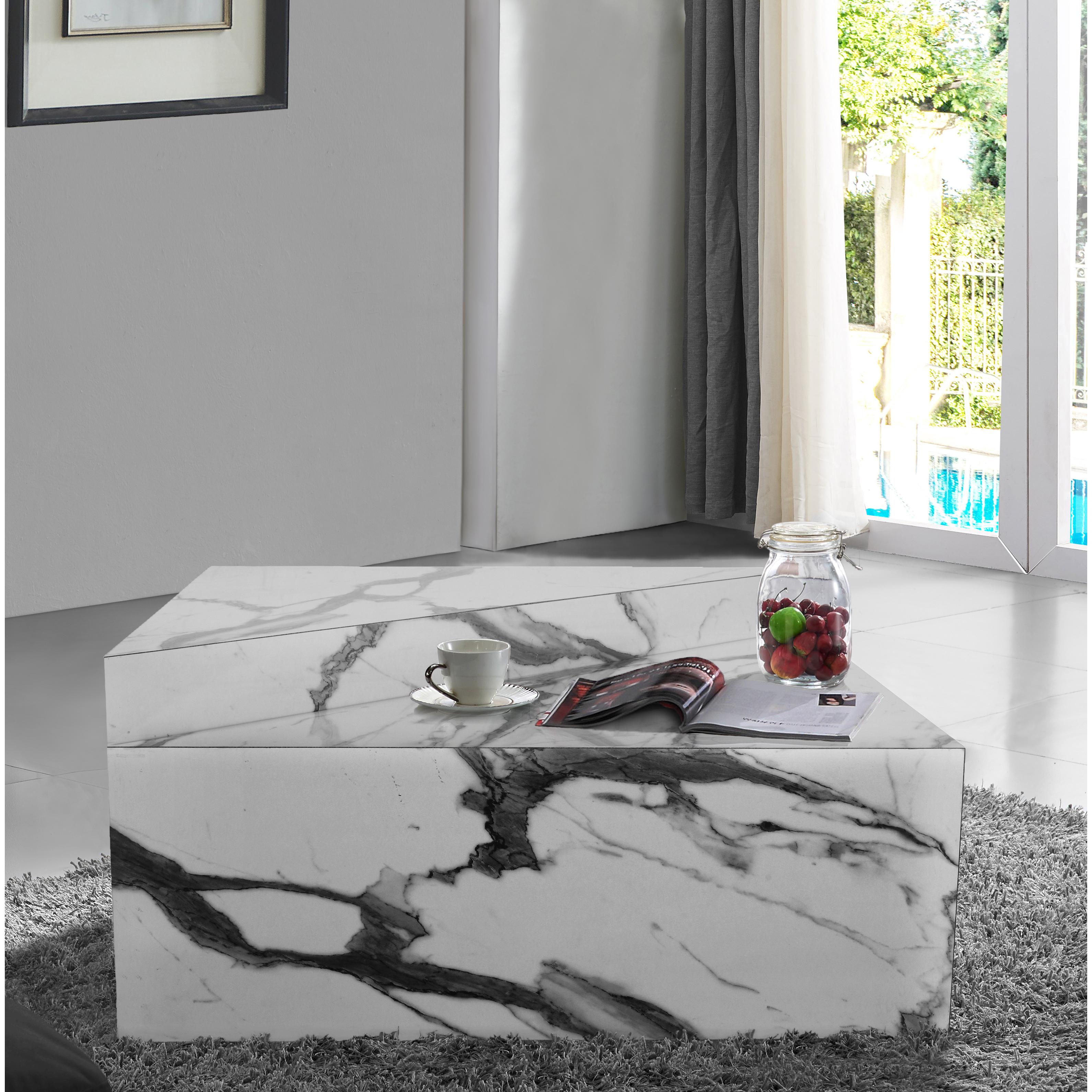 Meridian Aritzia White Faux Marble Coffee Table