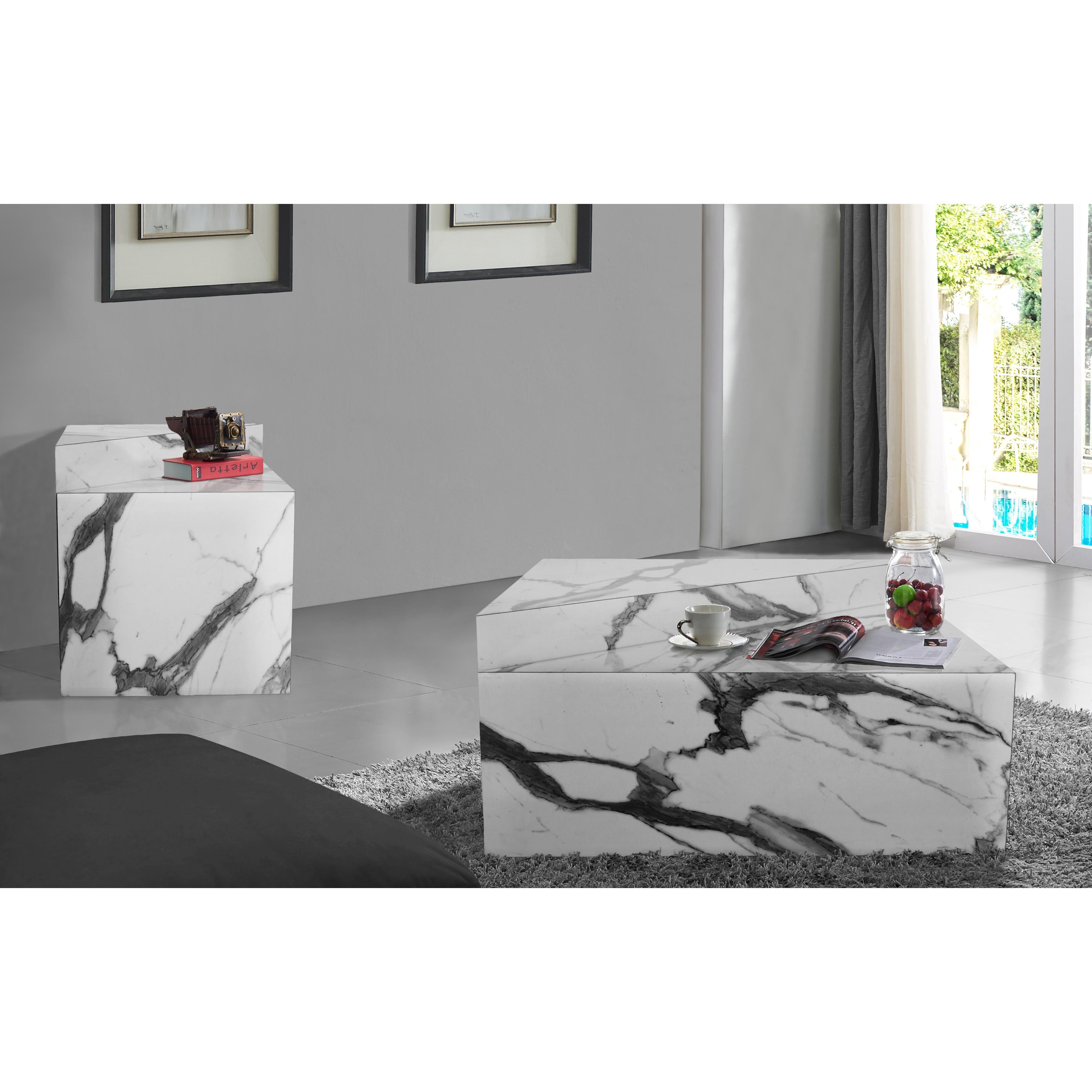 Meridian Aritzia White Faux Marble Coffee Table