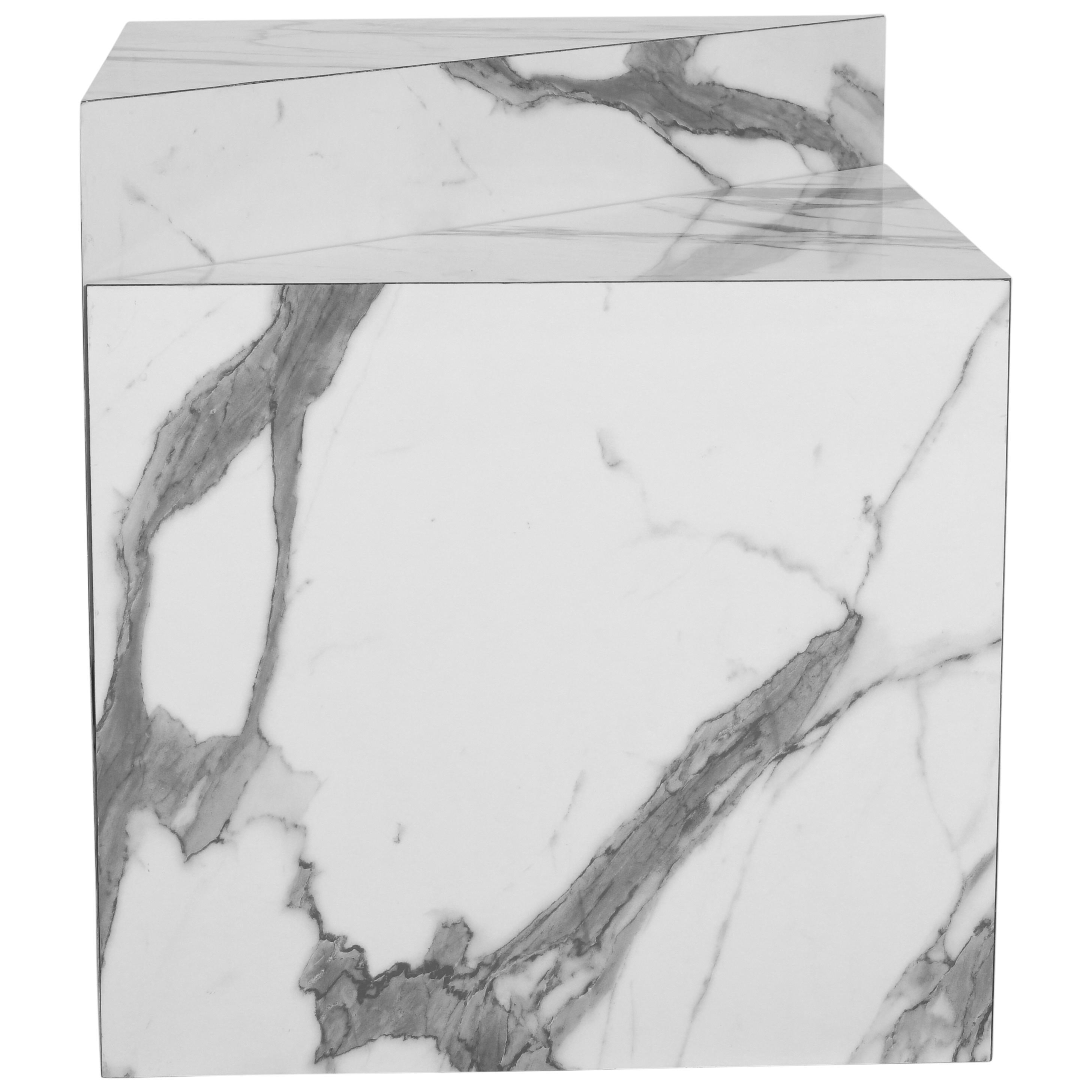 Meridian Aritzia White Faux Marble End Table