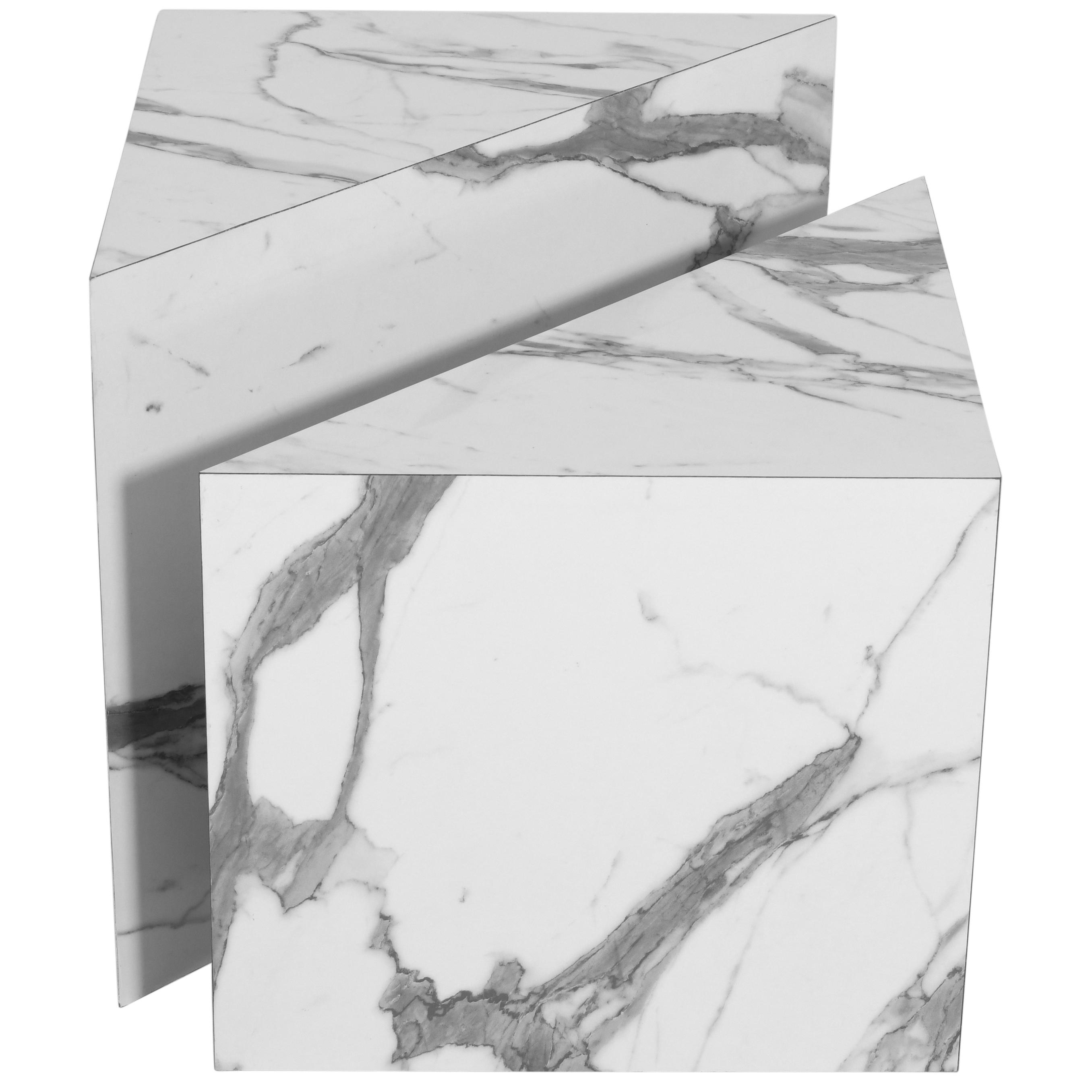 Meridian Aritzia White Faux Marble End Table