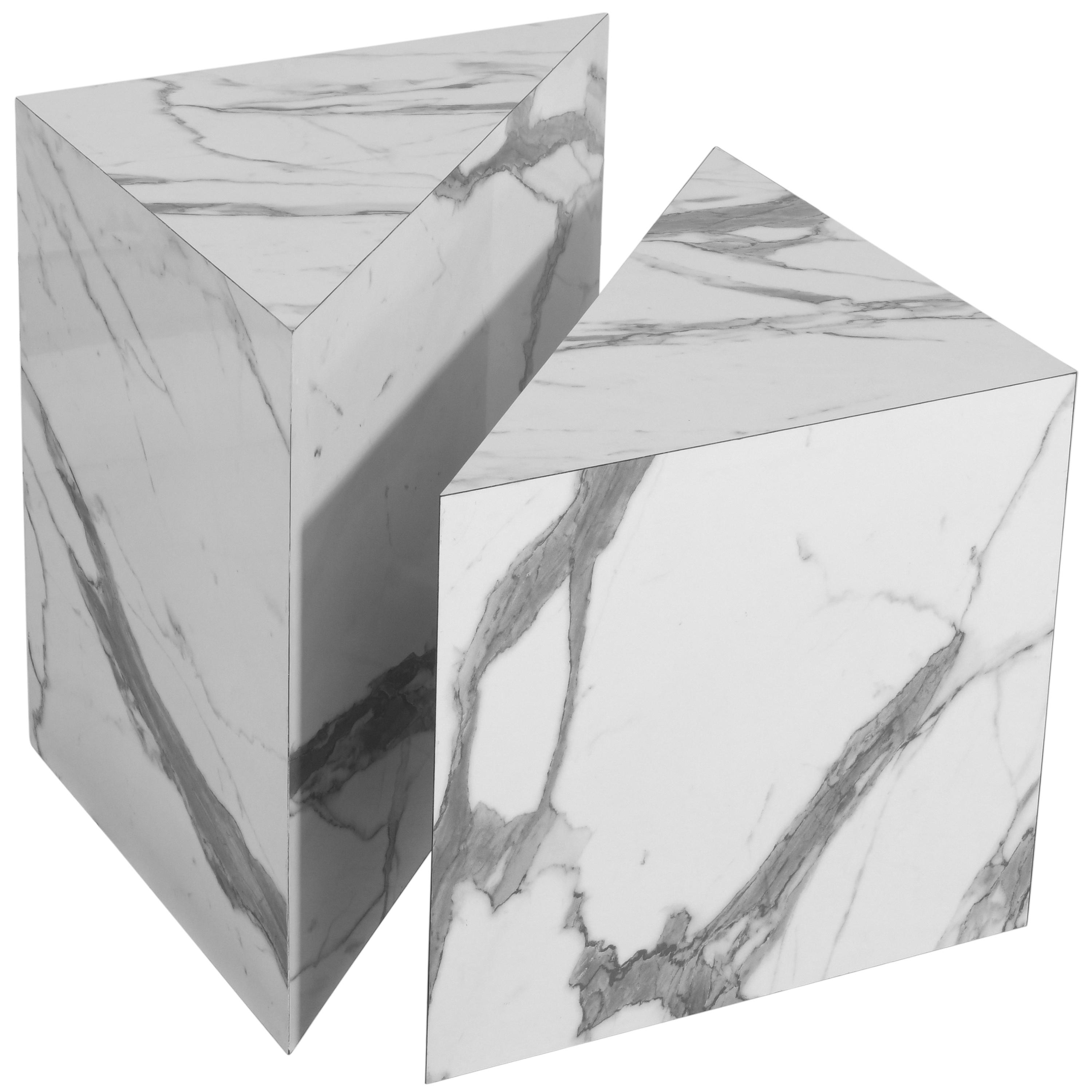 Meridian Aritzia White Faux Marble End Table